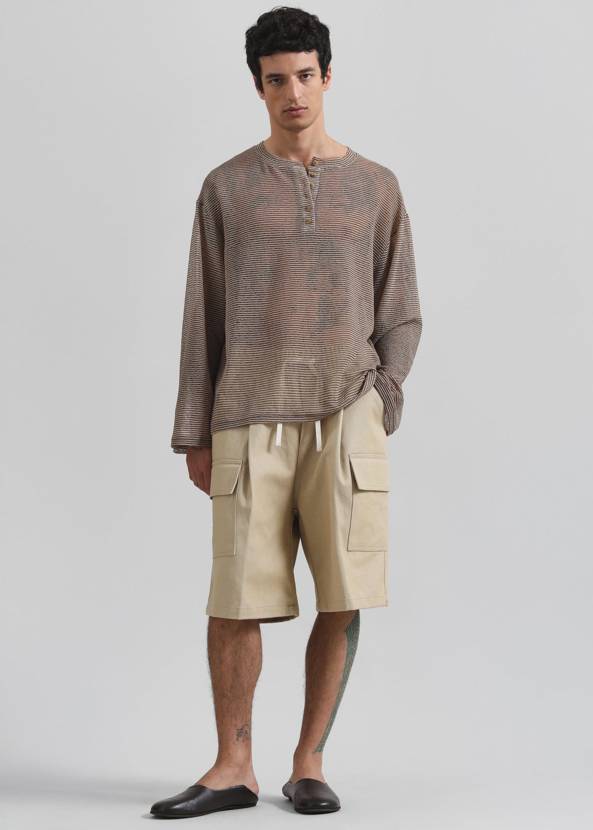 Luray Henley T-Shirt - Beige/Black Stripe – view 4 of 6