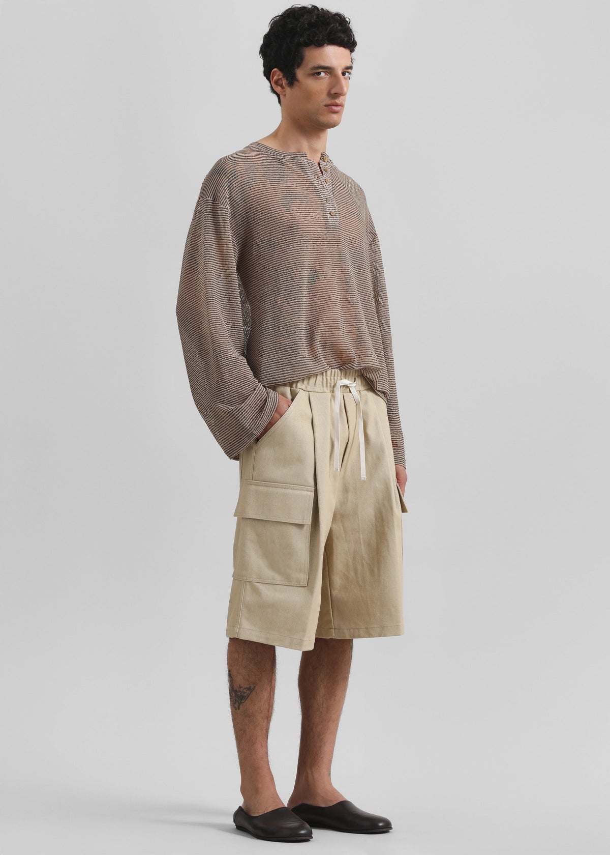 Luray Henley T-Shirt - Beige/Black Stripe – view 3 of 6