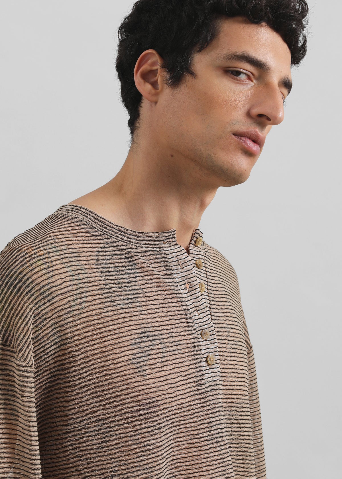 Luray Henley T-Shirt - Beige/Black Stripe – view 2 of 6