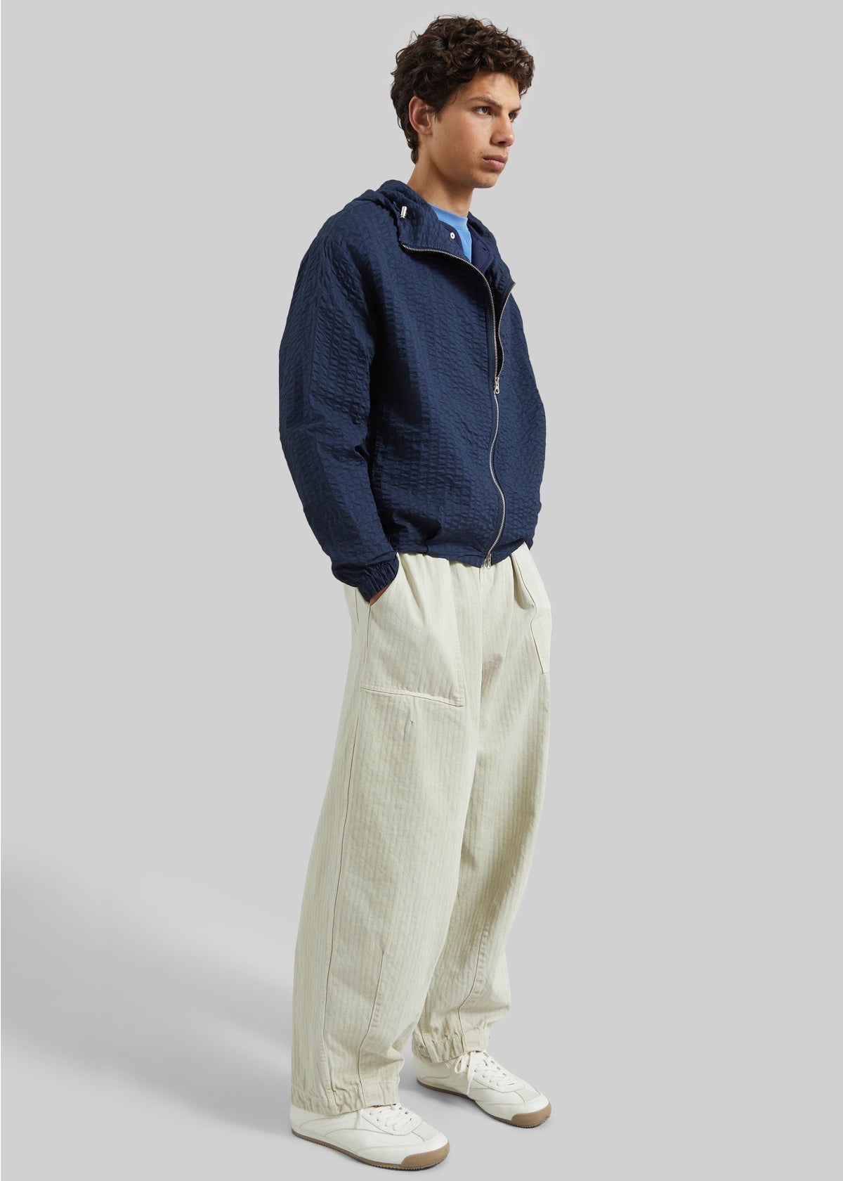 Luynes Seersucker Drawstring Jacket - Navy – view 5 of 7