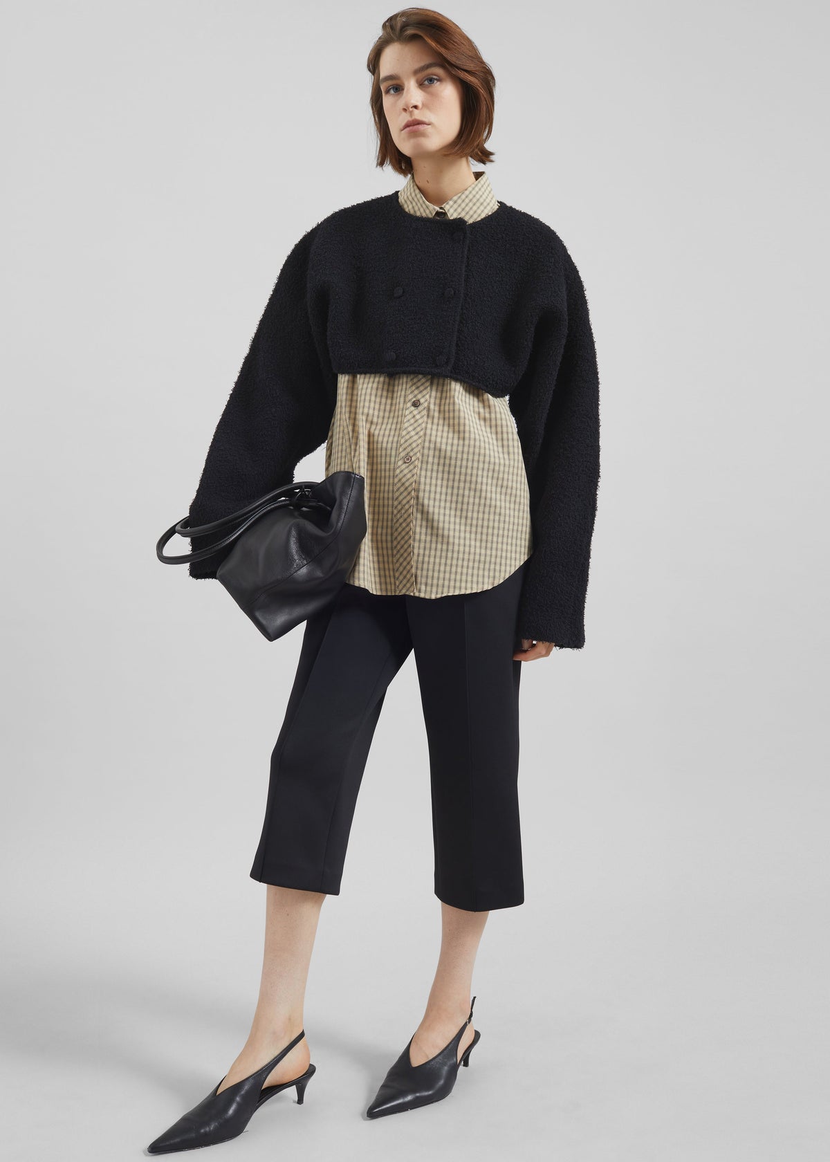Lyall Fuzzy Cropped Jacket - Black – view 4 of 9