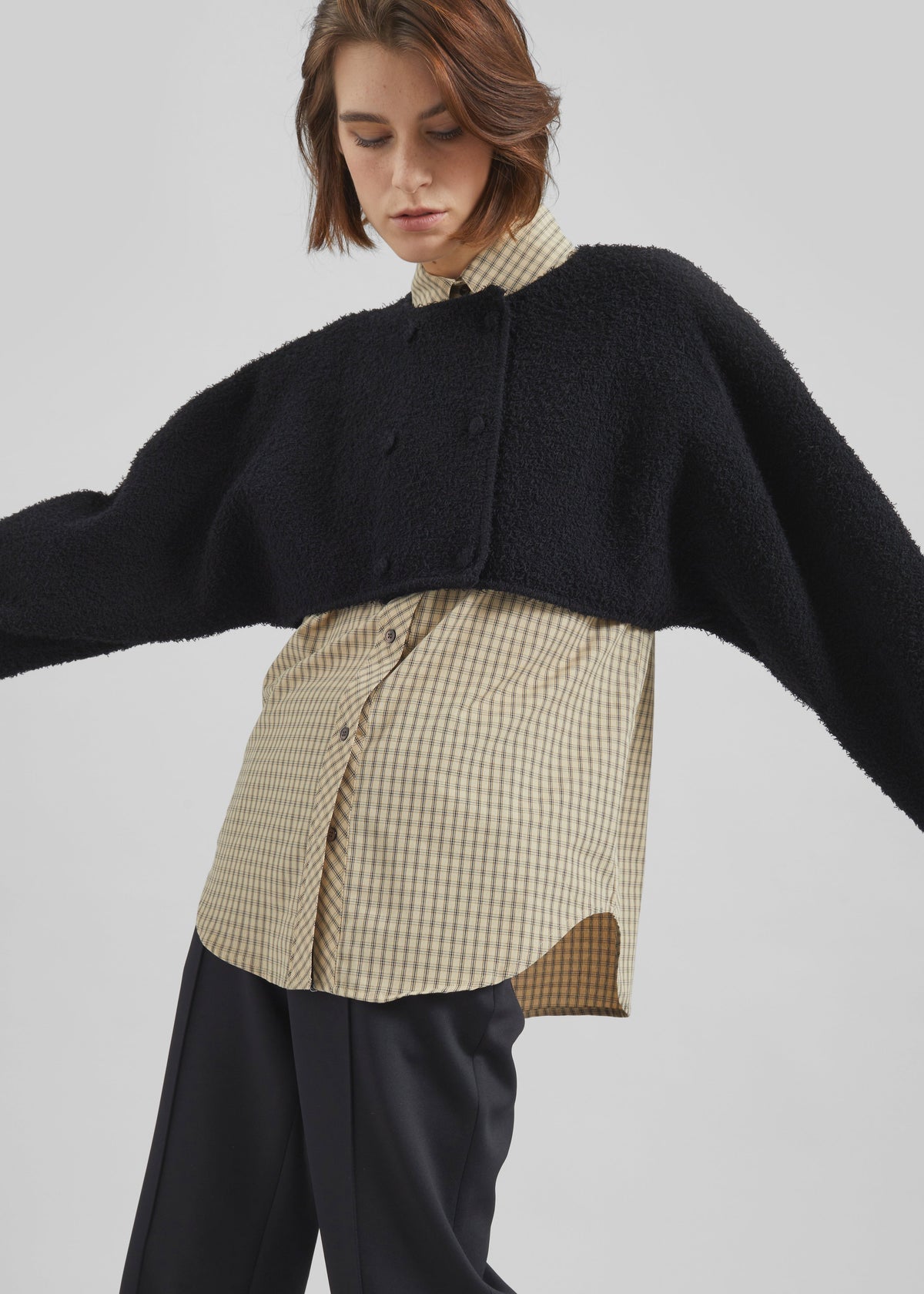 Lyall Fuzzy Cropped Jacket - Black – view 7 of 9