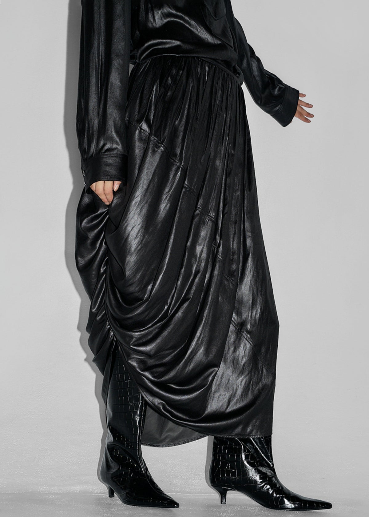 Mabillon Corded Draped Skirt - Black – view 2 of 8