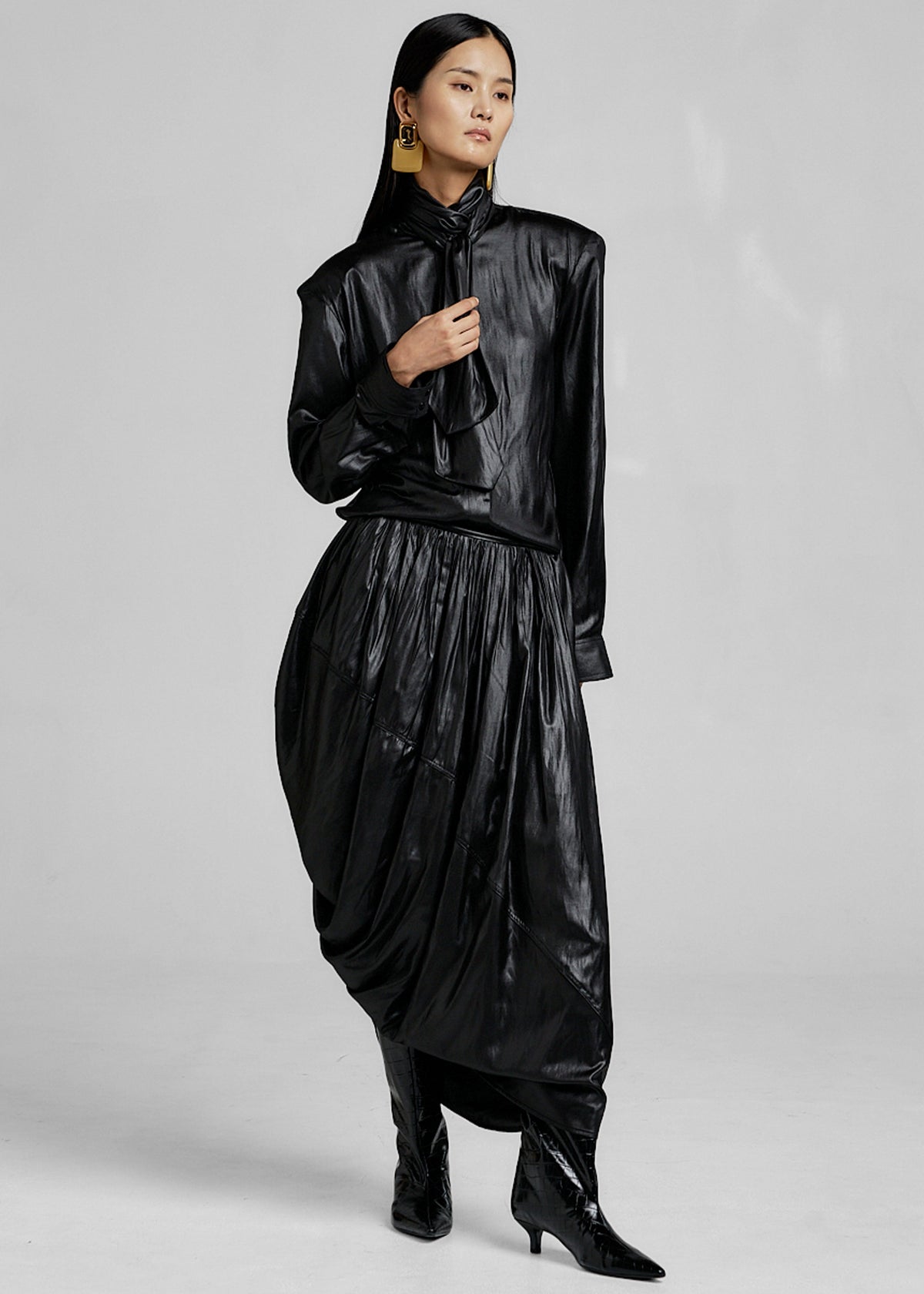 Mabillon Corded Draped Skirt - Black – view 6 of 8