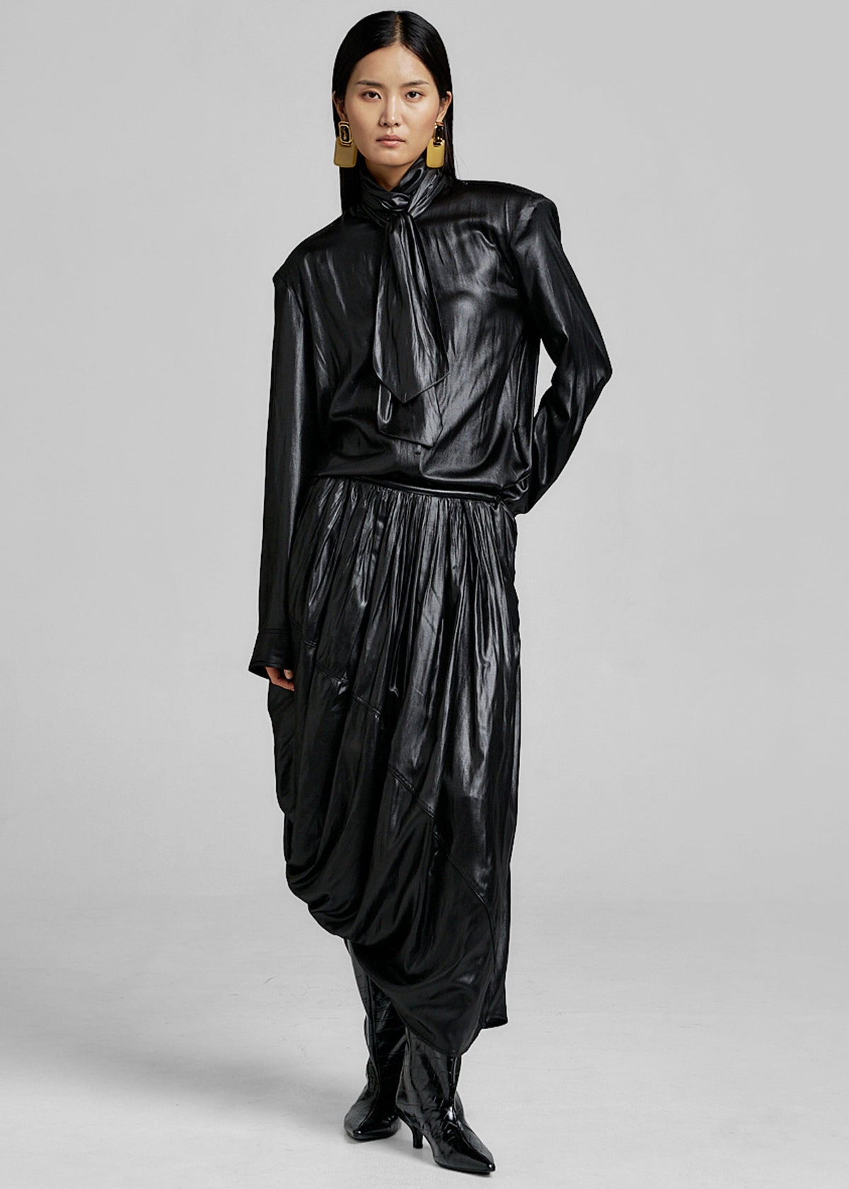 Mabillon Corded Draped Skirt - Black – view 1 of 8