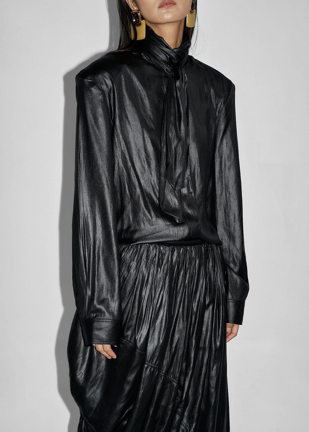 Mabillon Padded Lavalliere Blouse - Black – view 4 of 8
