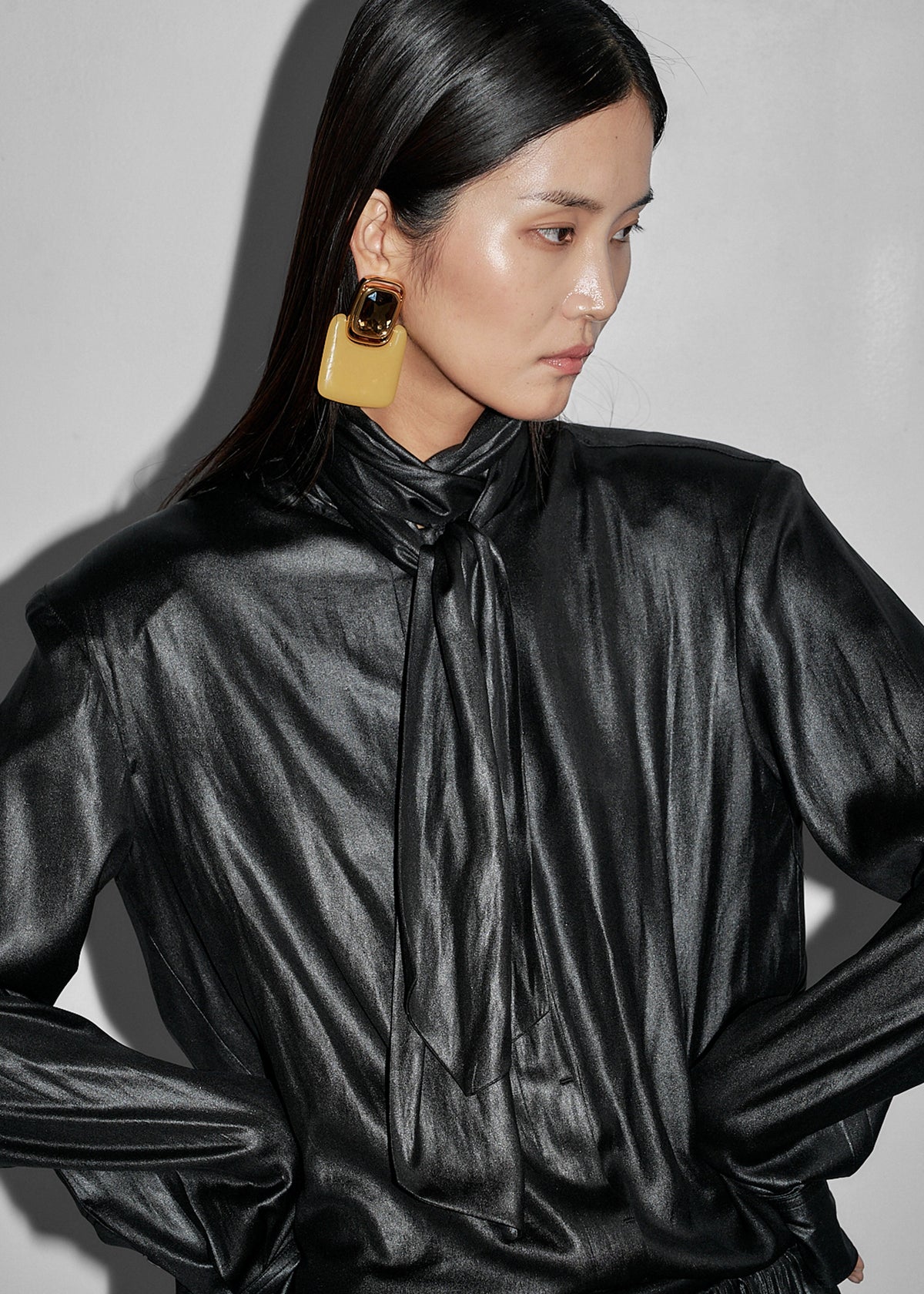 Mabillon Padded Lavalliere Blouse - Black – view 2 of 8