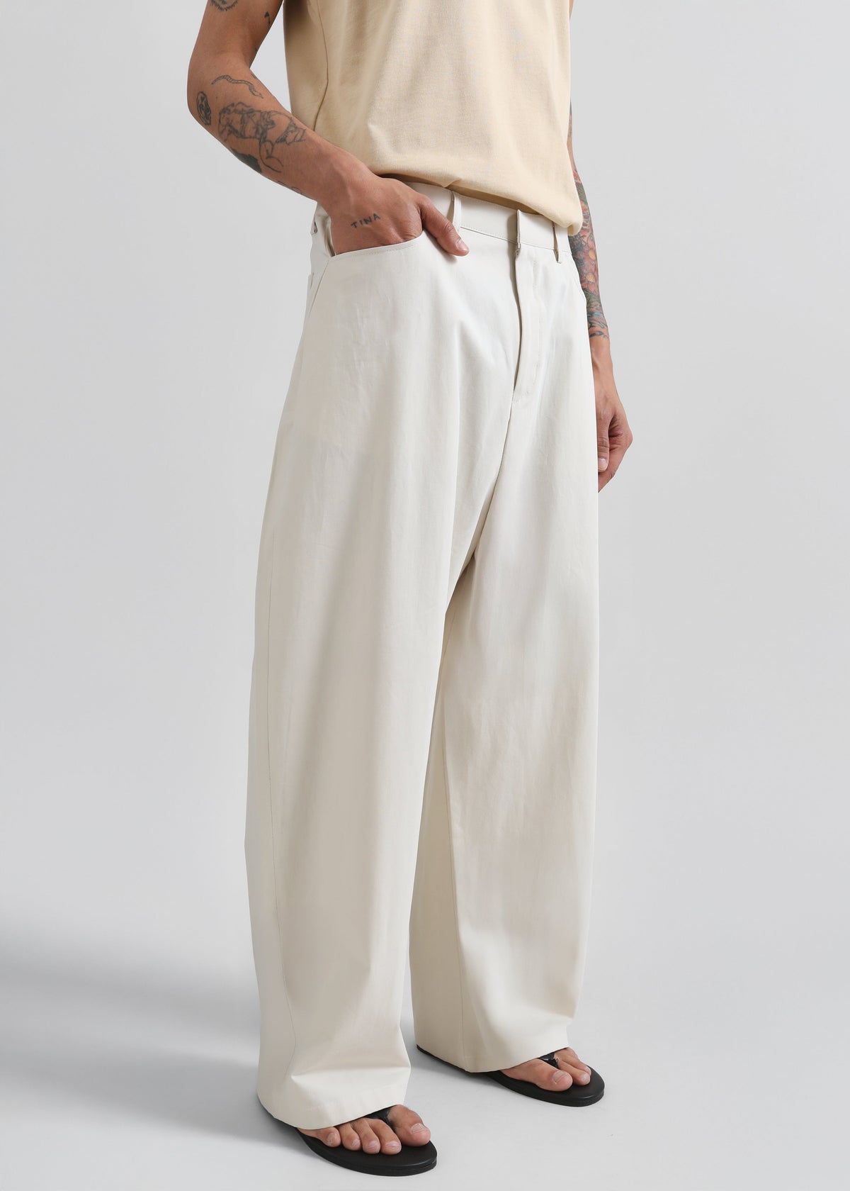 Malton Wide Trousers - Ecru – view 1 of 9