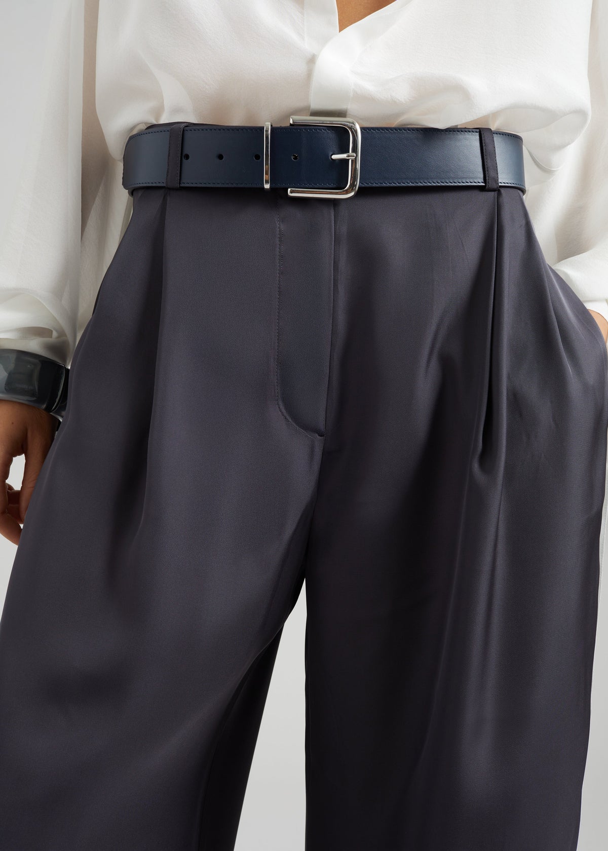Marfa Pleated Silk Trousers - Storm Grey – view 4 of 7