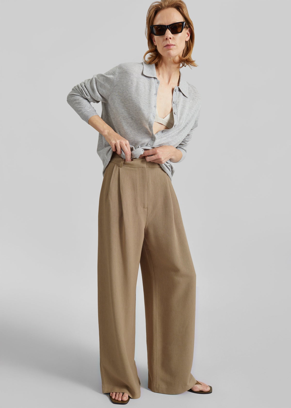 Marfa Linen Pleated Trousers - Camel – view 1 of 8