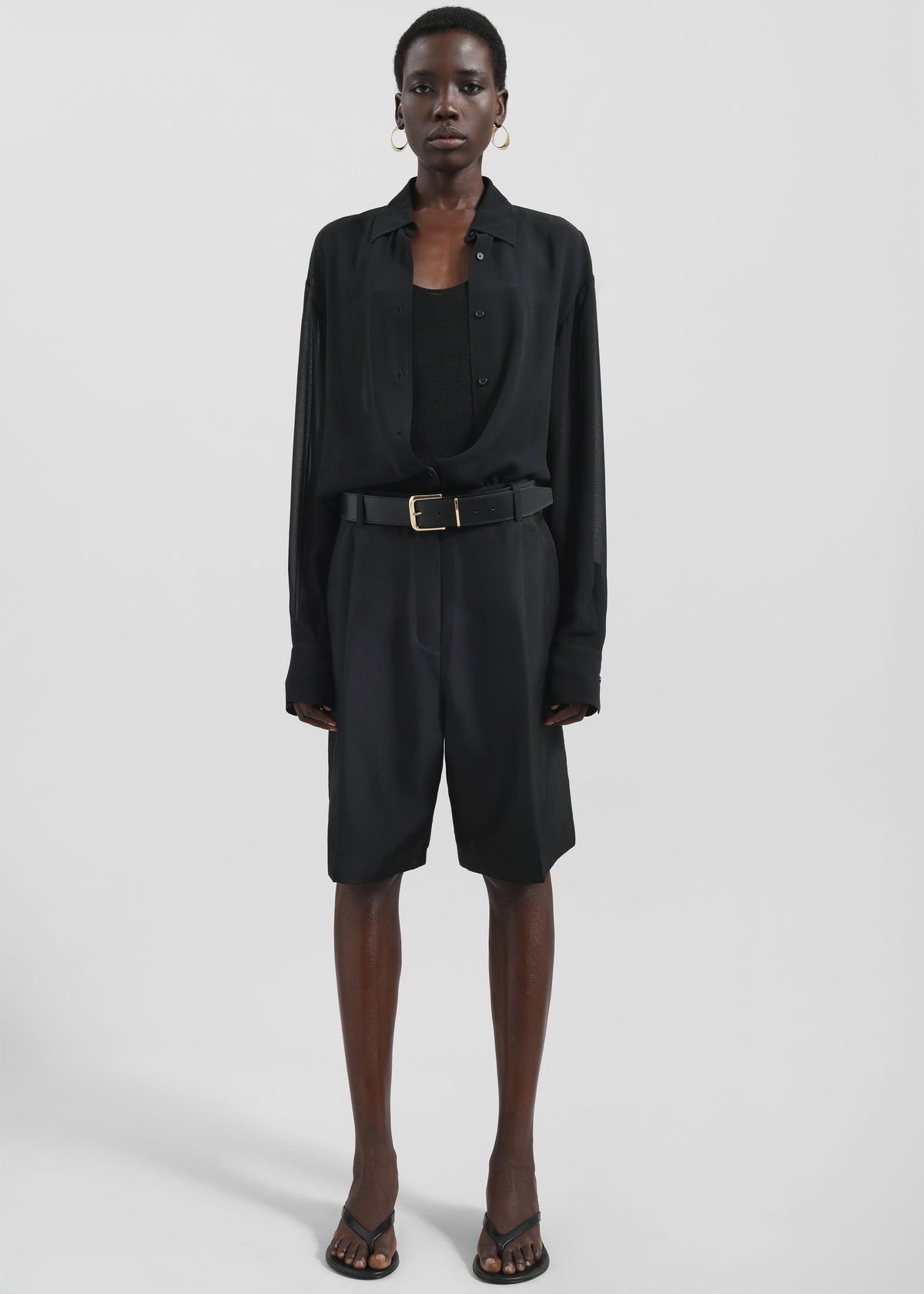 Marfa Pleated Silk Bermuda Shorts - Black – view 3 of 9