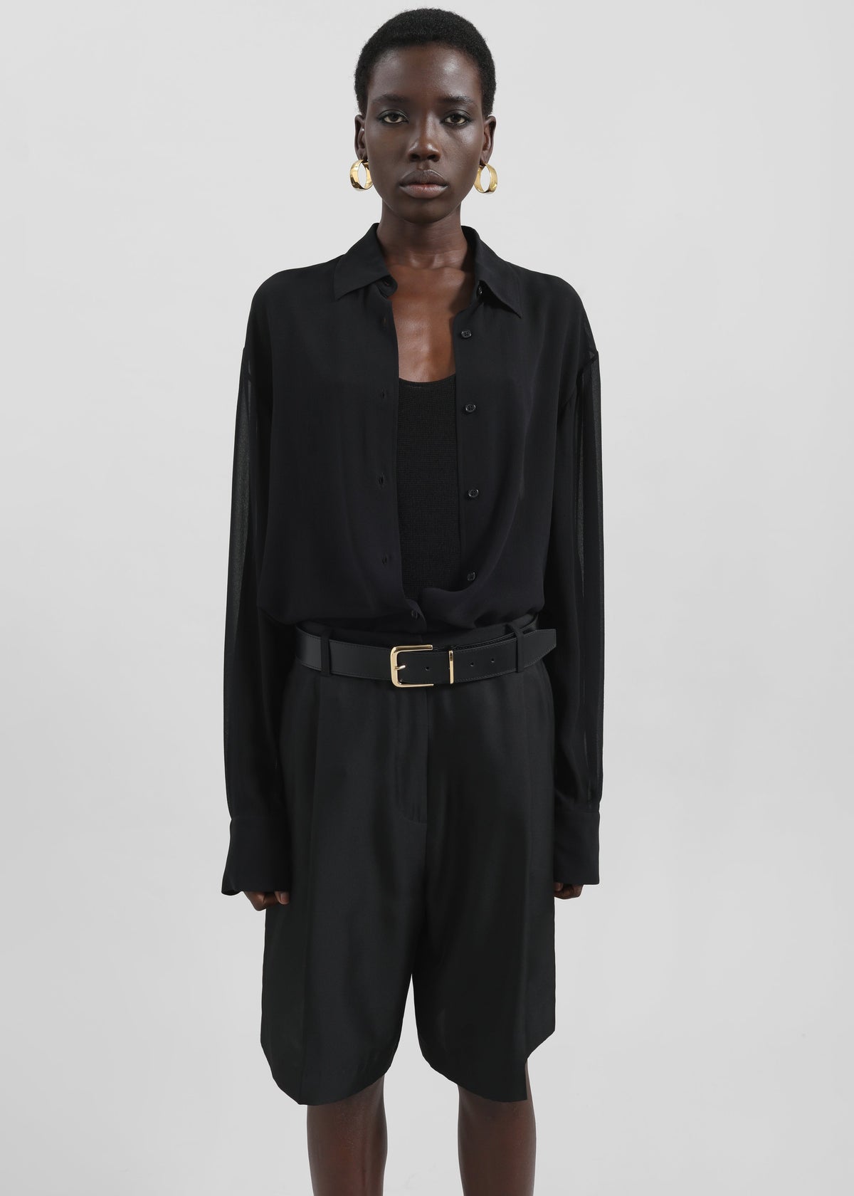 Marfa Pleated Silk Bermuda Shorts - Black – view 7 of 9