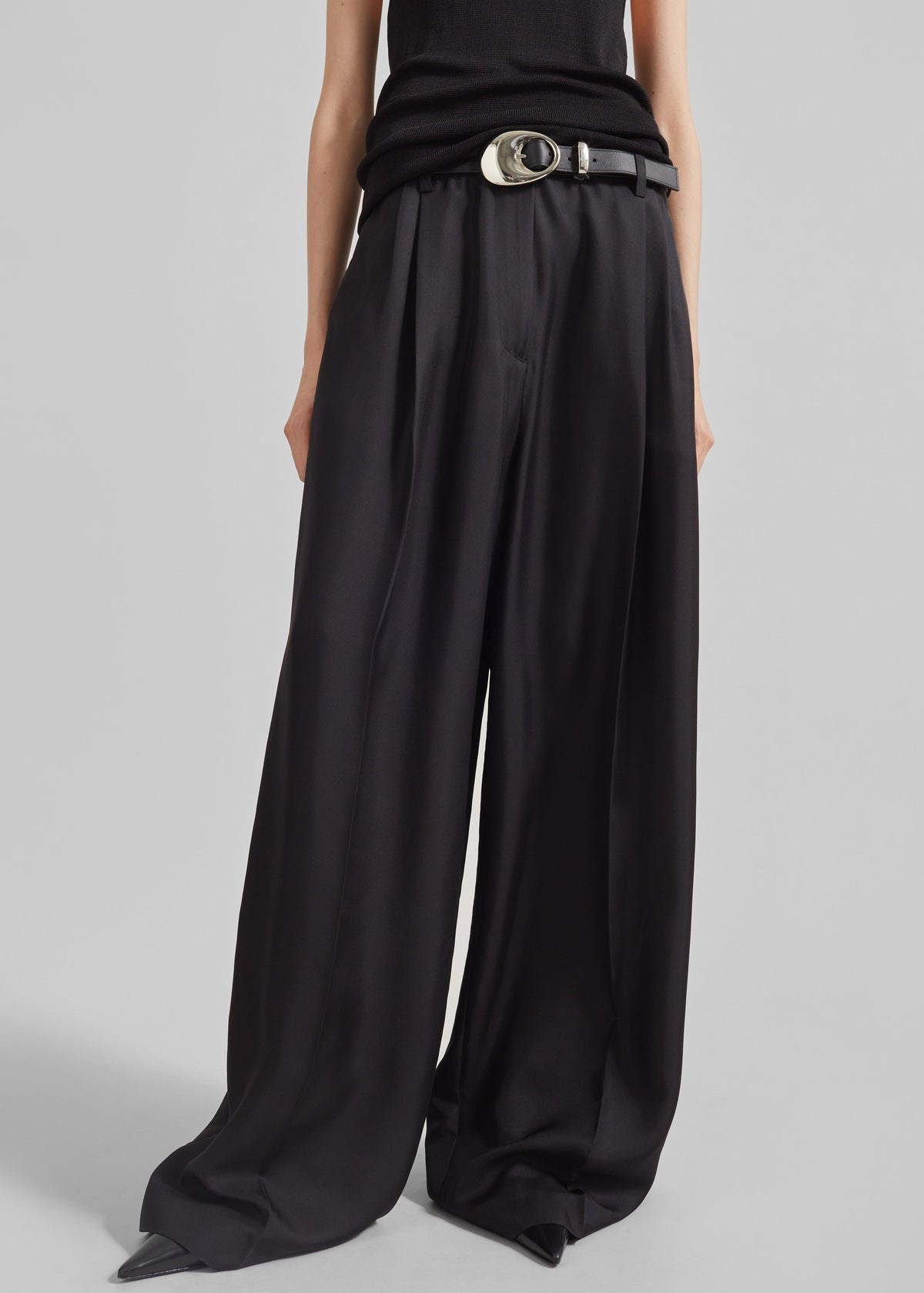 Marfa Pleated Silk Trousers - Black – view 1 of 6
