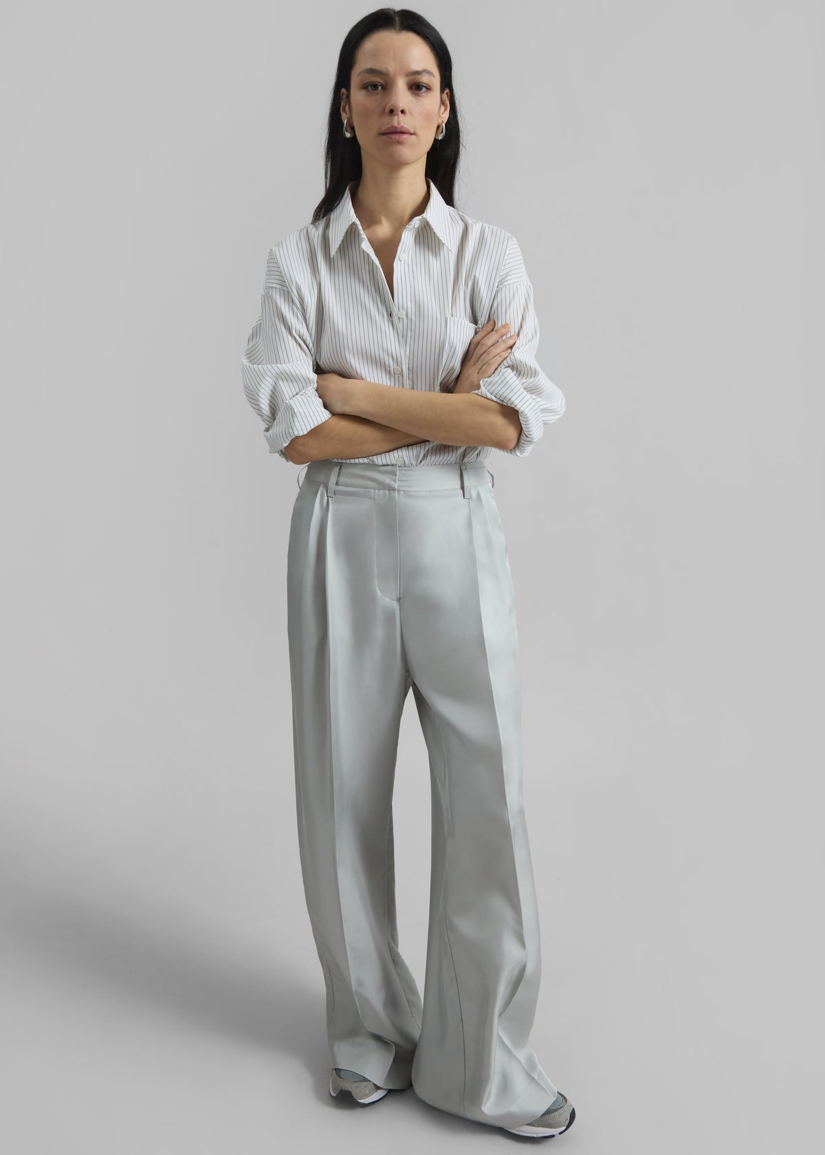 Marfa Pleated Silk Trousers - Grey – view 5 of 9