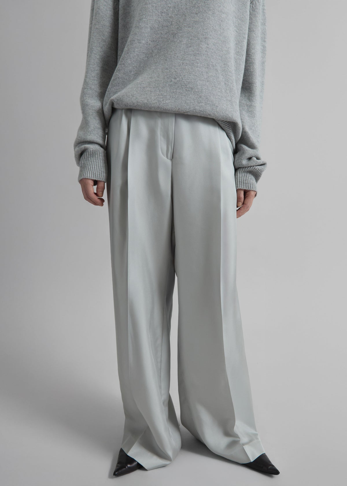 Marfa Pleated Silk Trousers - Grey – view 3 of 9
