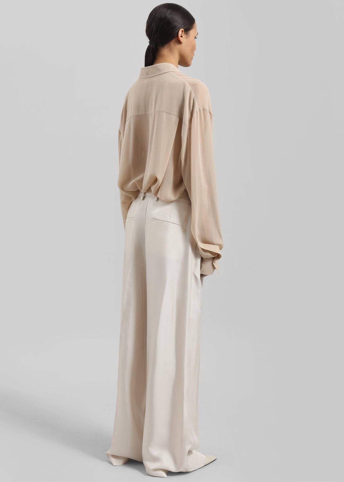 Marfa Pleated Silk Trousers - Ivory – view 6 of 7