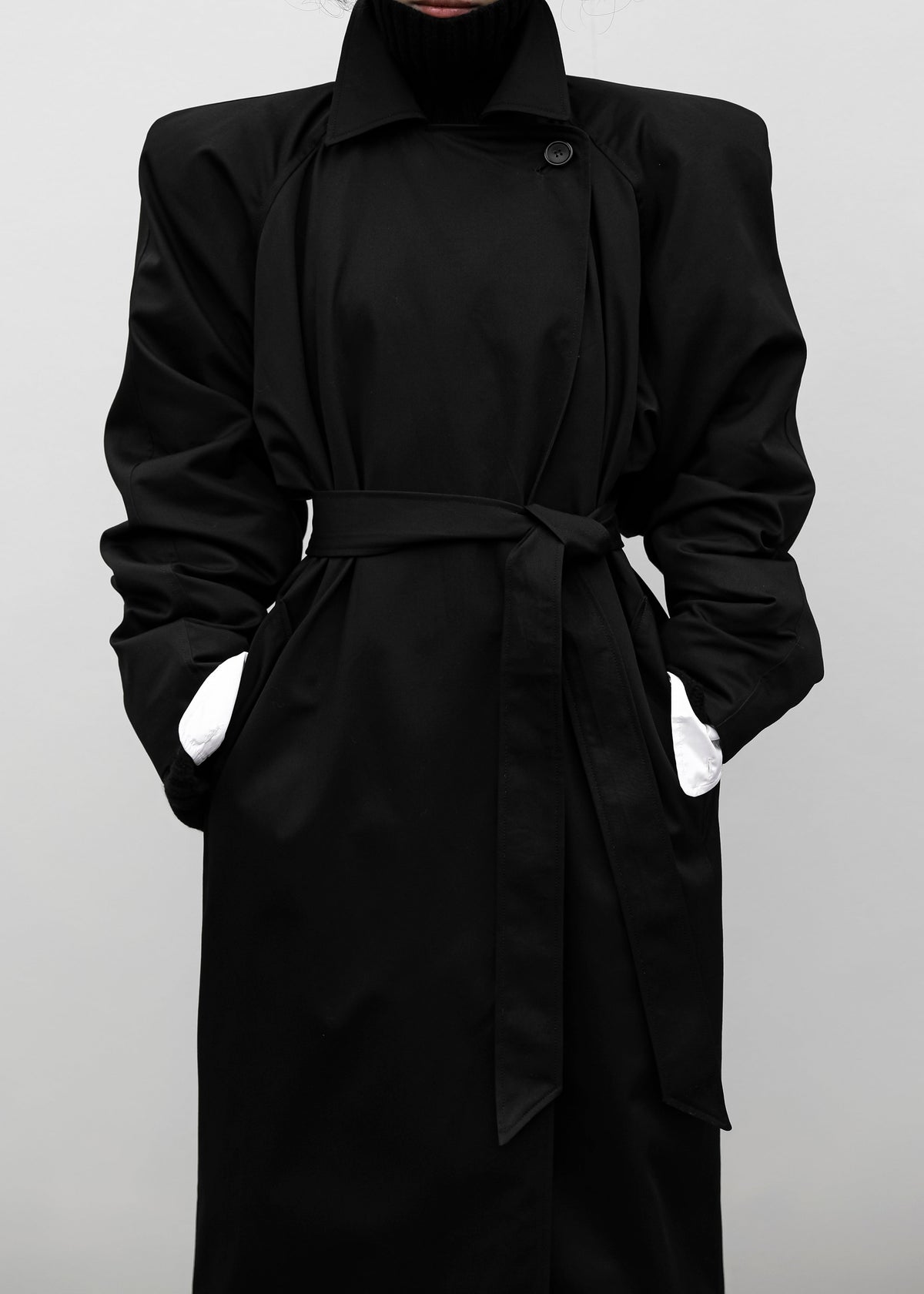 Marisol Box Shoulder Trench - Black – view 4 of 13