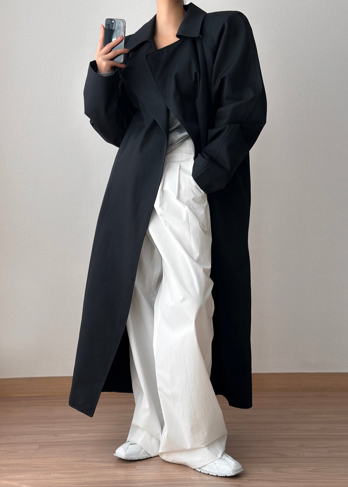 Marisol Box Shoulder Trench - Black – view 6 of 13