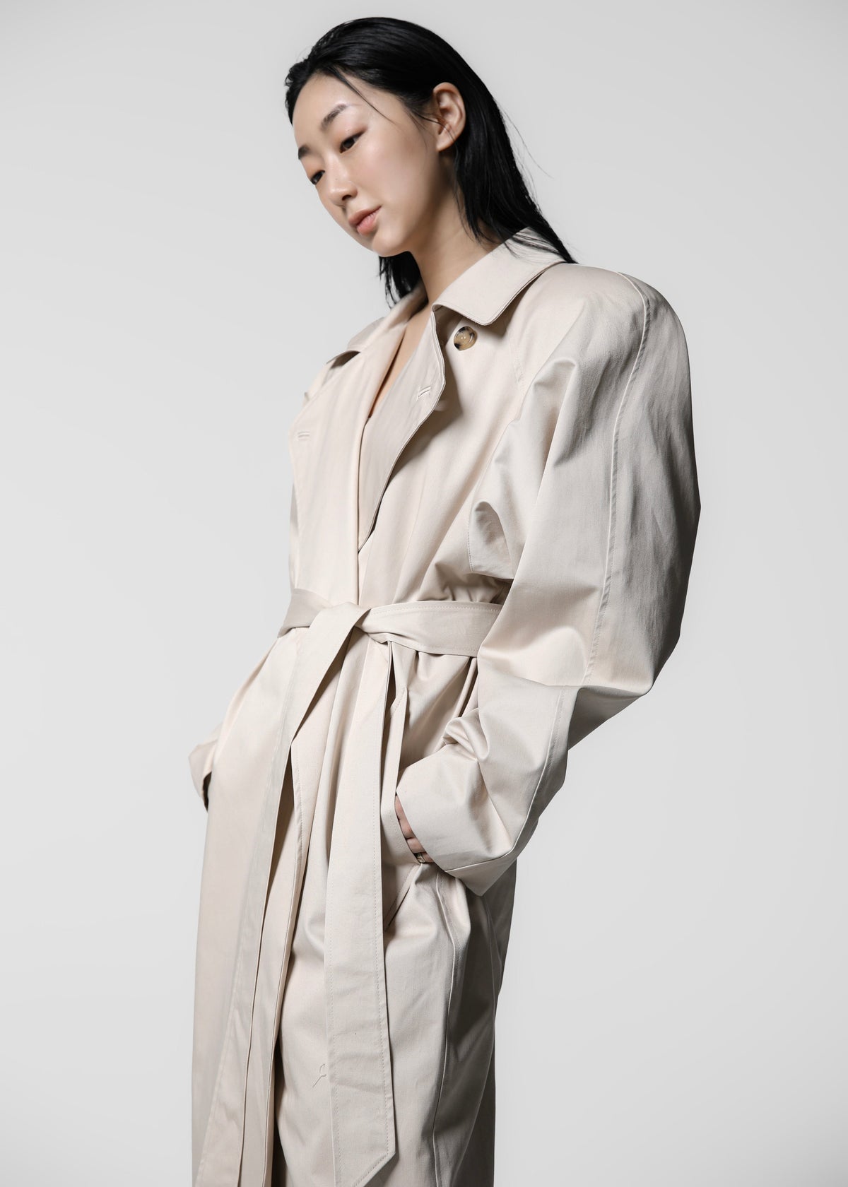 Marisol Box Shoulder Trench - Bone – view 7 of 15