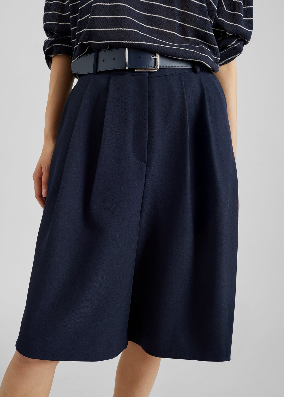 Martel Pleated Bermuda Shorts - Navy – view 6 of 9