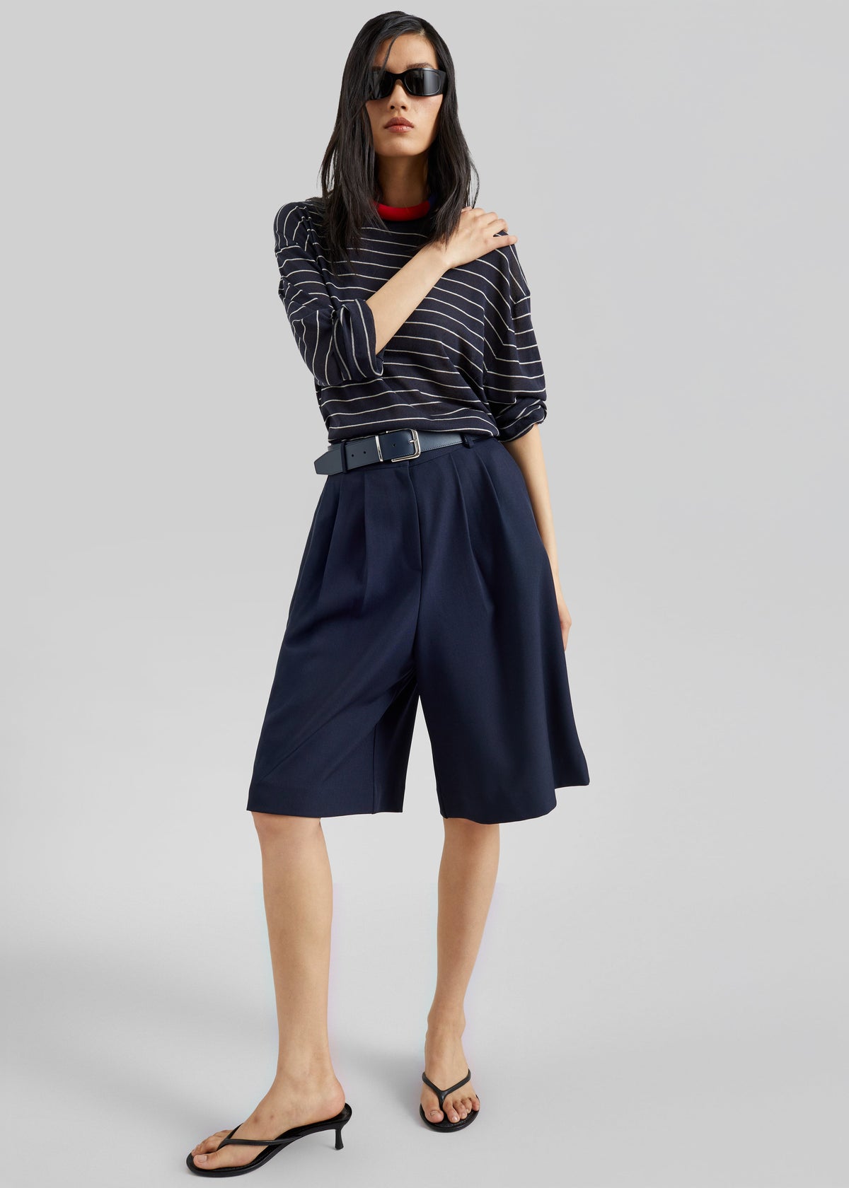 Martel Pleated Bermuda Shorts - Navy – view 5 of 9