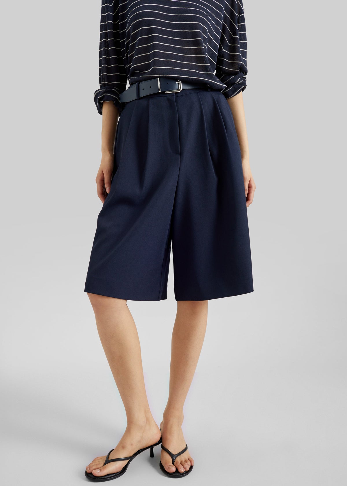 Martel Pleated Bermuda Shorts - Navy – view 2 of 9