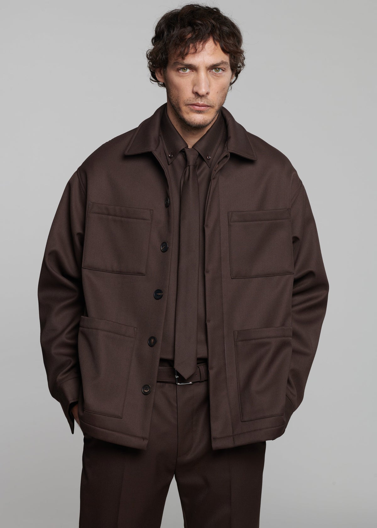 Mason Boxy Wool Jacket - Brown – view 1 of 8