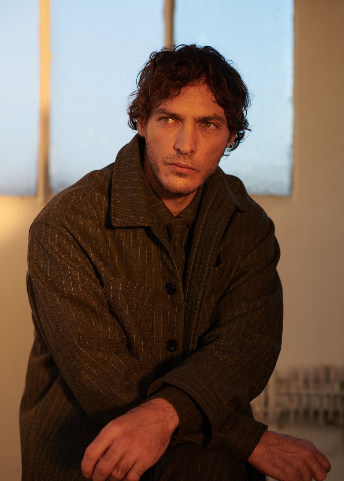 Mason Boxy Wool Jacket - Dark Grey/White Pinstripe – view 9 of 11