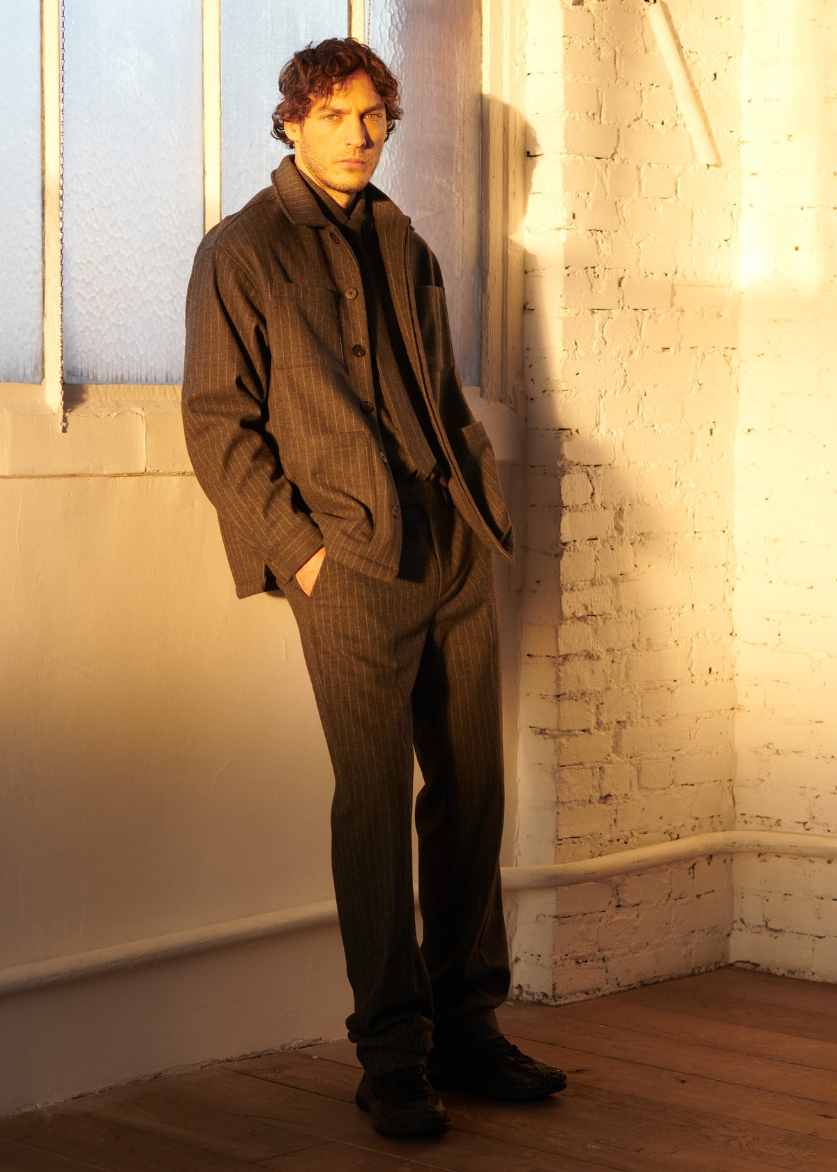 Mason Boxy Wool Jacket - Dark Grey/White Pinstripe – view 4 of 11