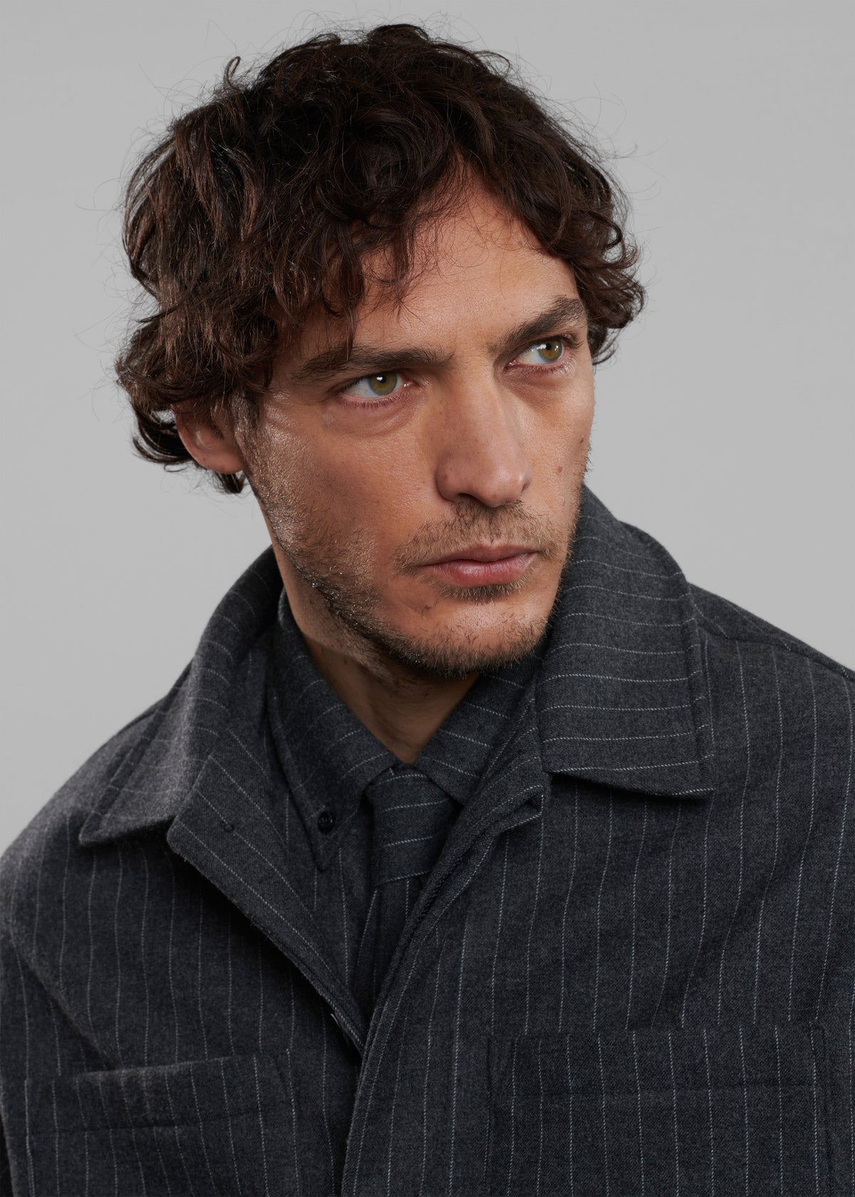 Mason Boxy Wool Jacket - Dark Grey/White Pinstripe – view 5 of 11