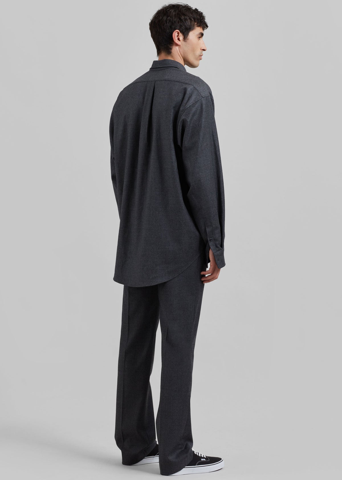 Mason Wool Flannel Button Up Shirt - Charcoal – view 9 of 10