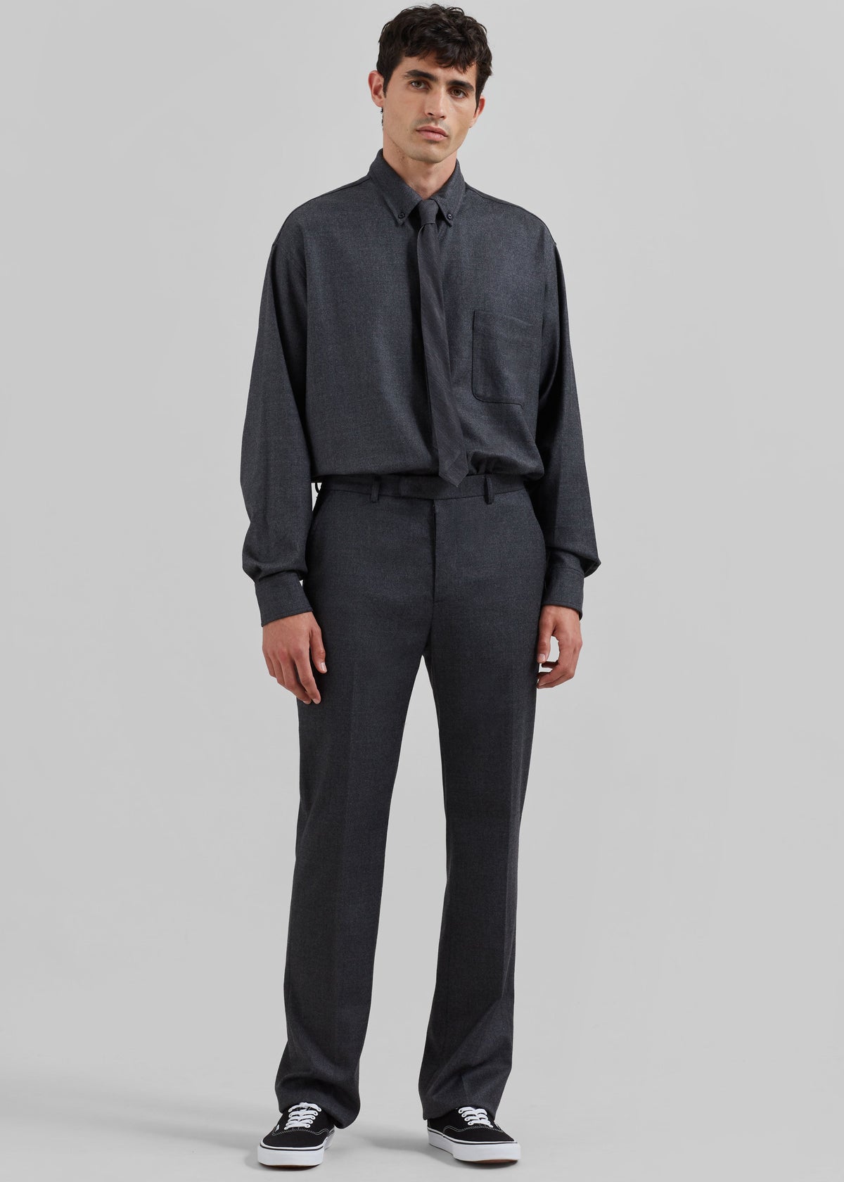 Mason Wool Flannel Button Up Shirt - Charcoal – view 8 of 10