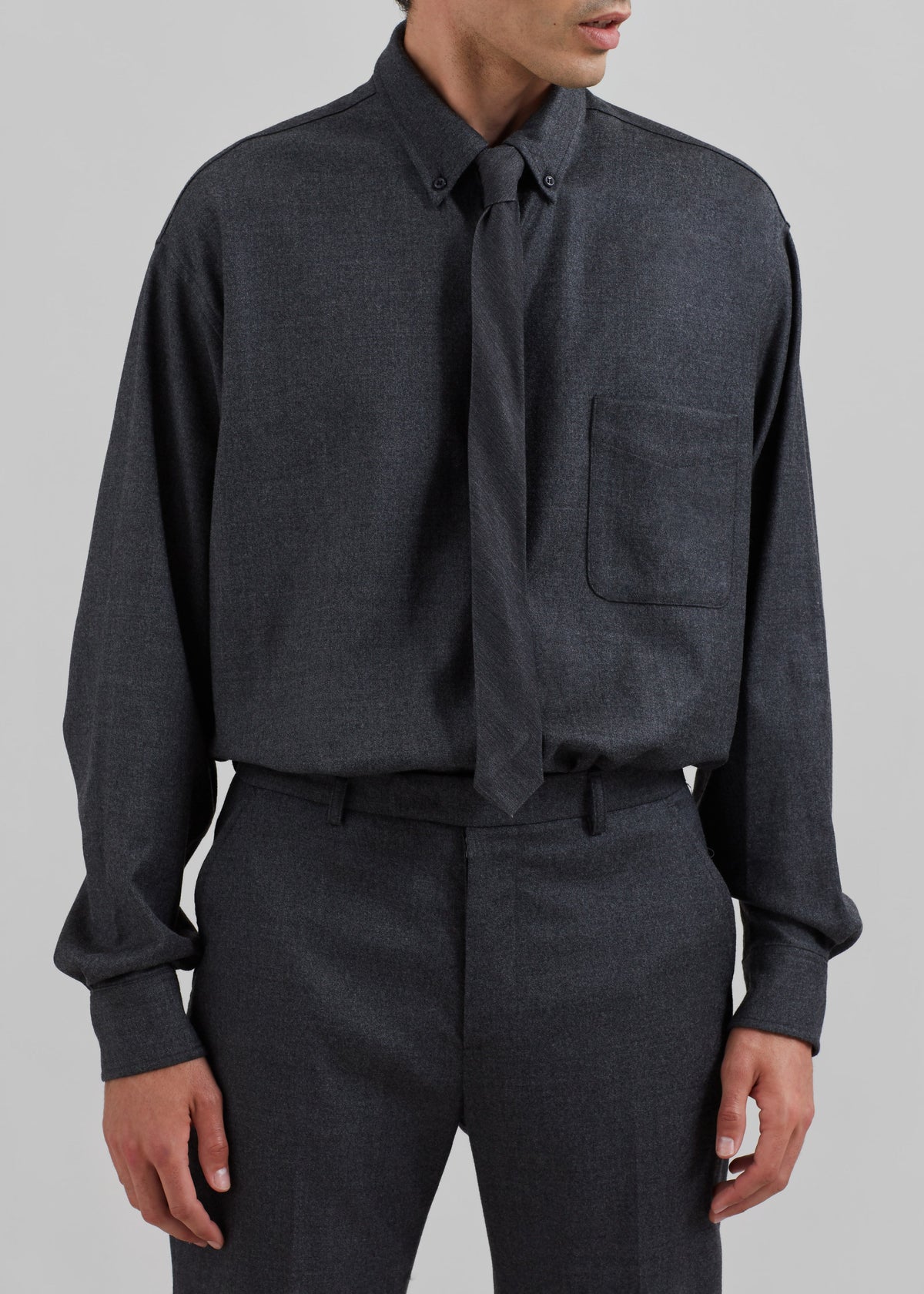 Mason Wool Flannel Button Up Shirt - Charcoal – view 2 of 10