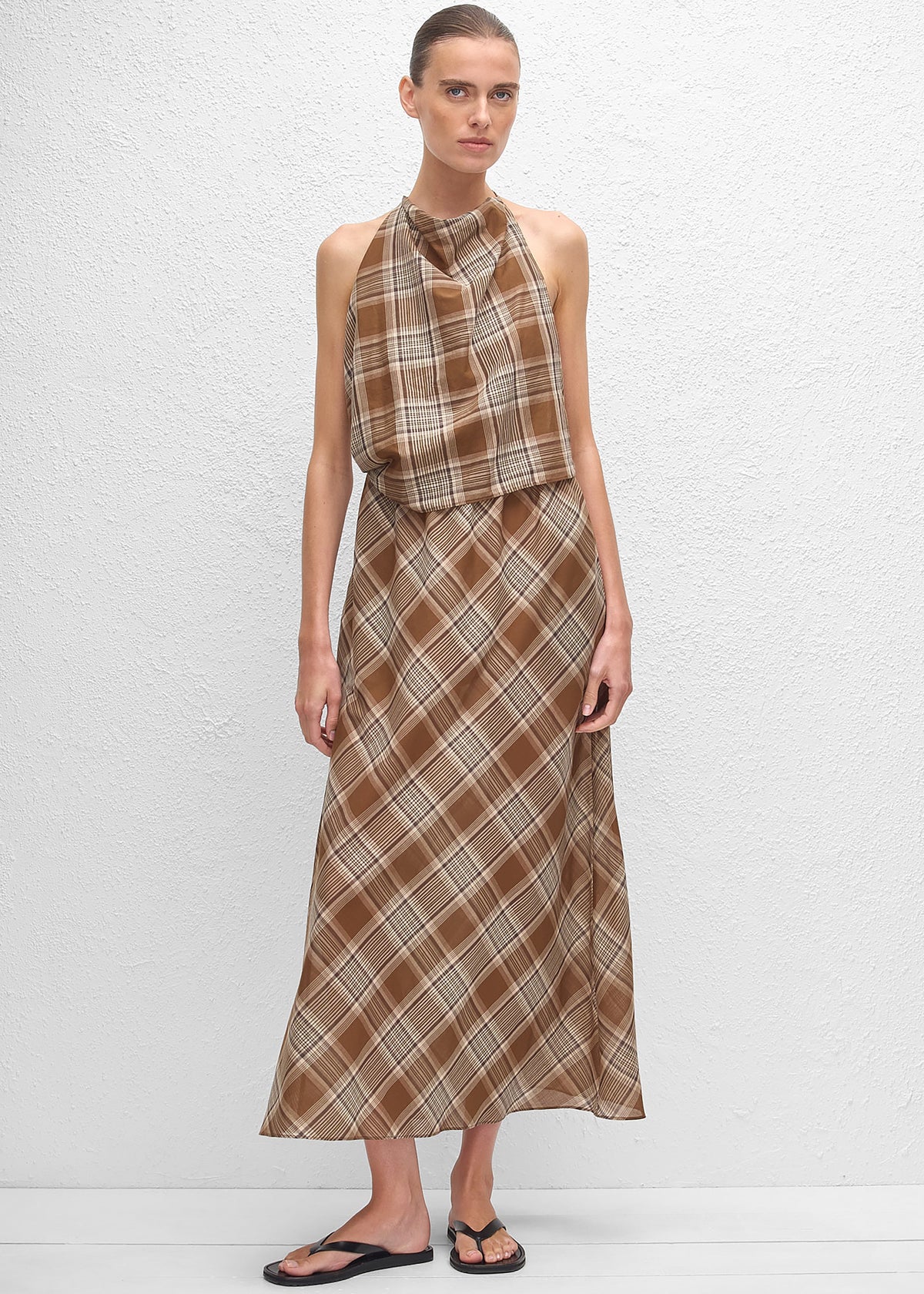 Matteau Layered Halter Midi Dress - Picnic Plaid – view 1 of 1