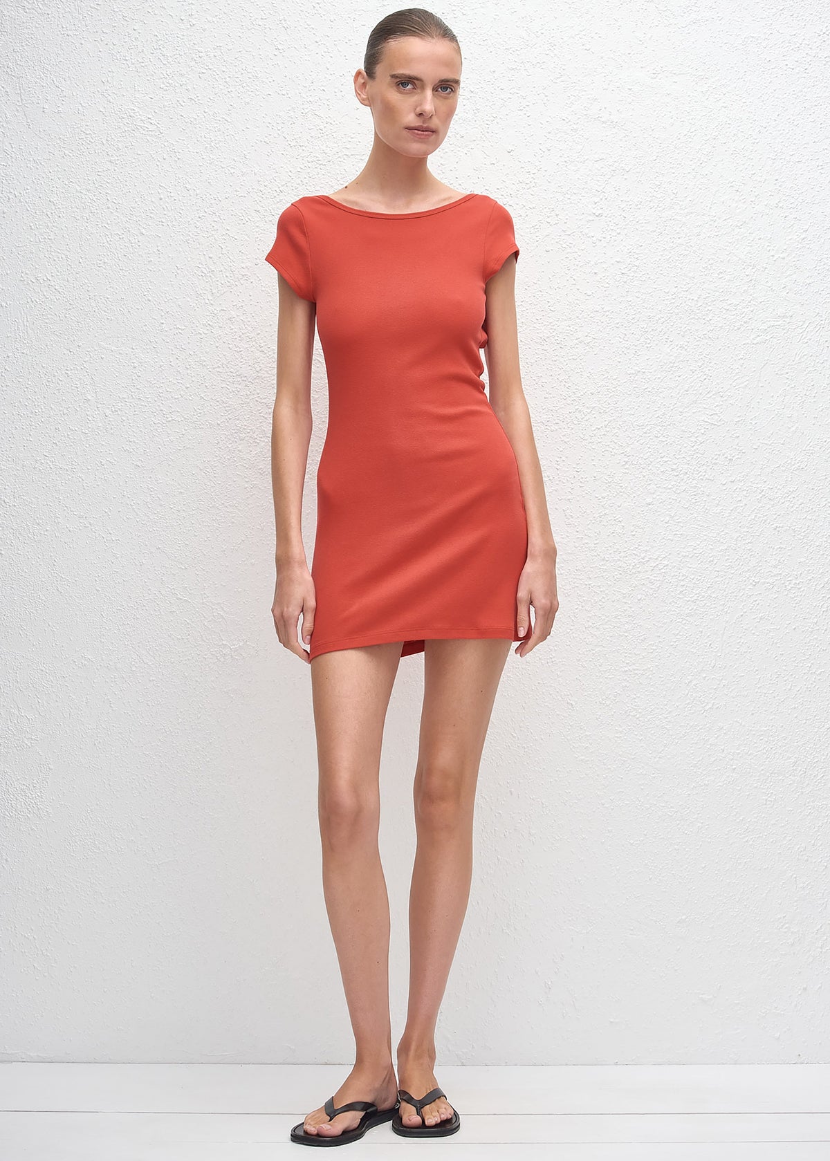 Matteau Low Back Mini Tee Dress - Tomato – view 3 of 4