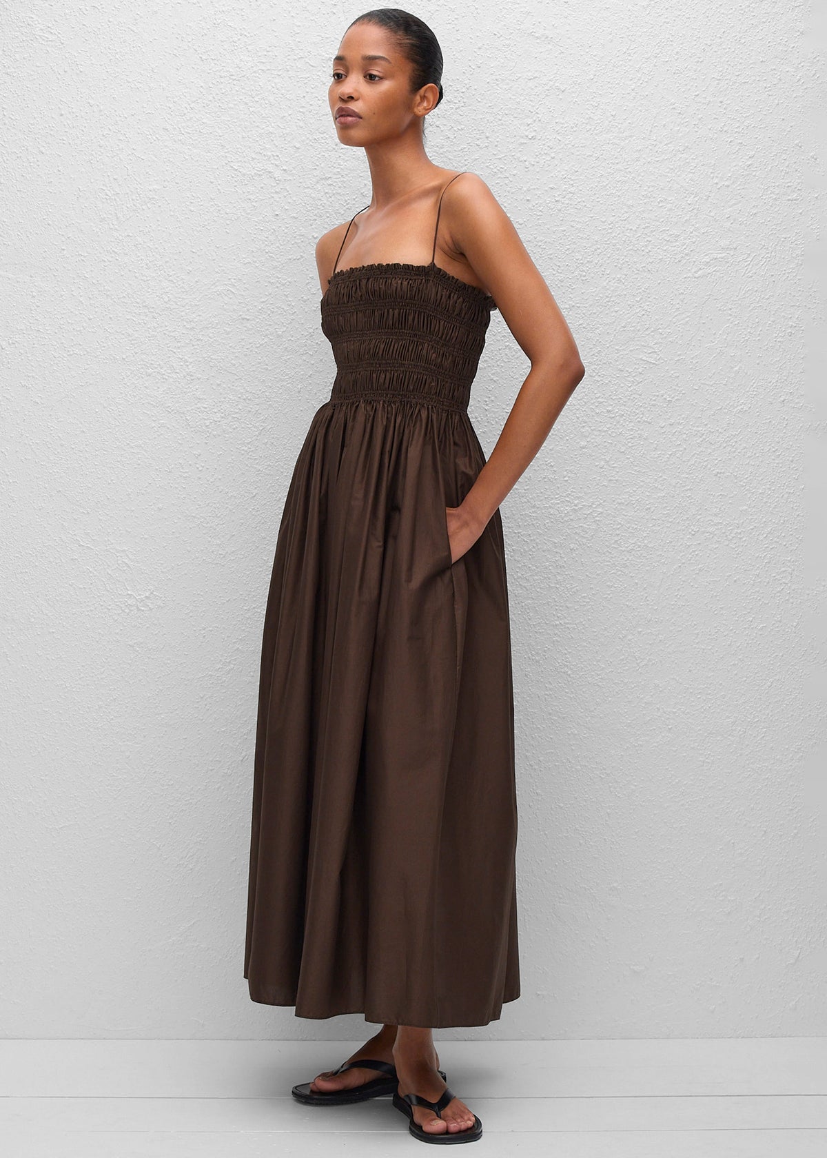 Matteau Shirred Bodice Dress - Chocolate – view 3 of 6