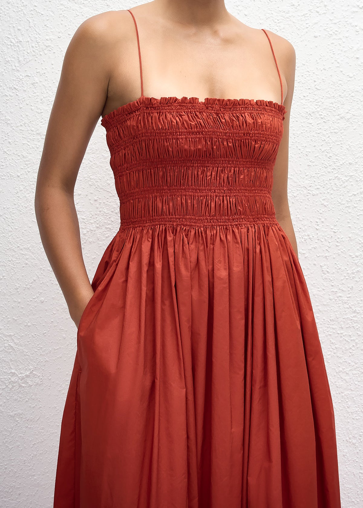 Matteau Shirred Bodice Dress - Tomato – view 5 of 7