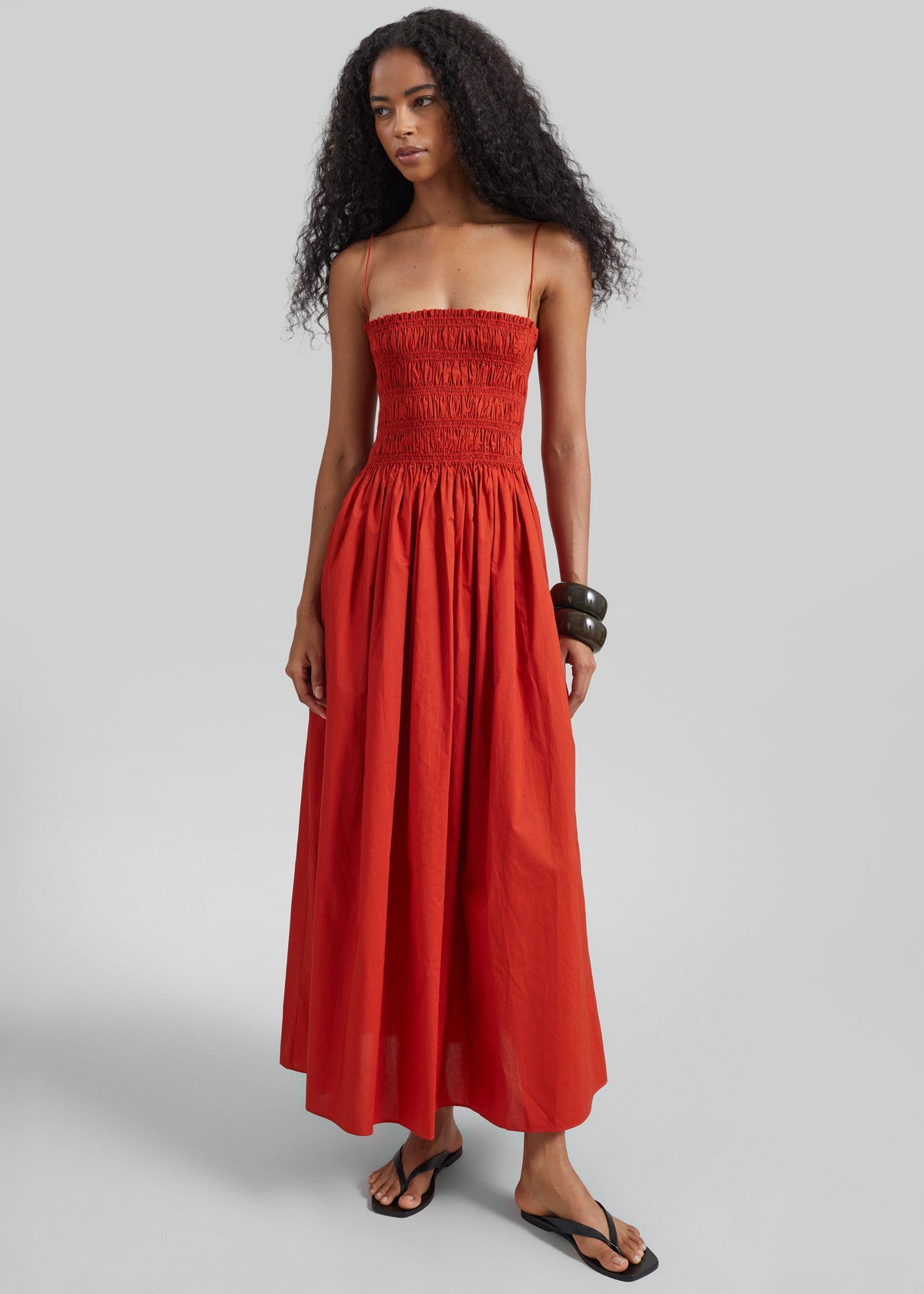 Matteau Shirred Bodice Dress - Tomato – view 1 of 7