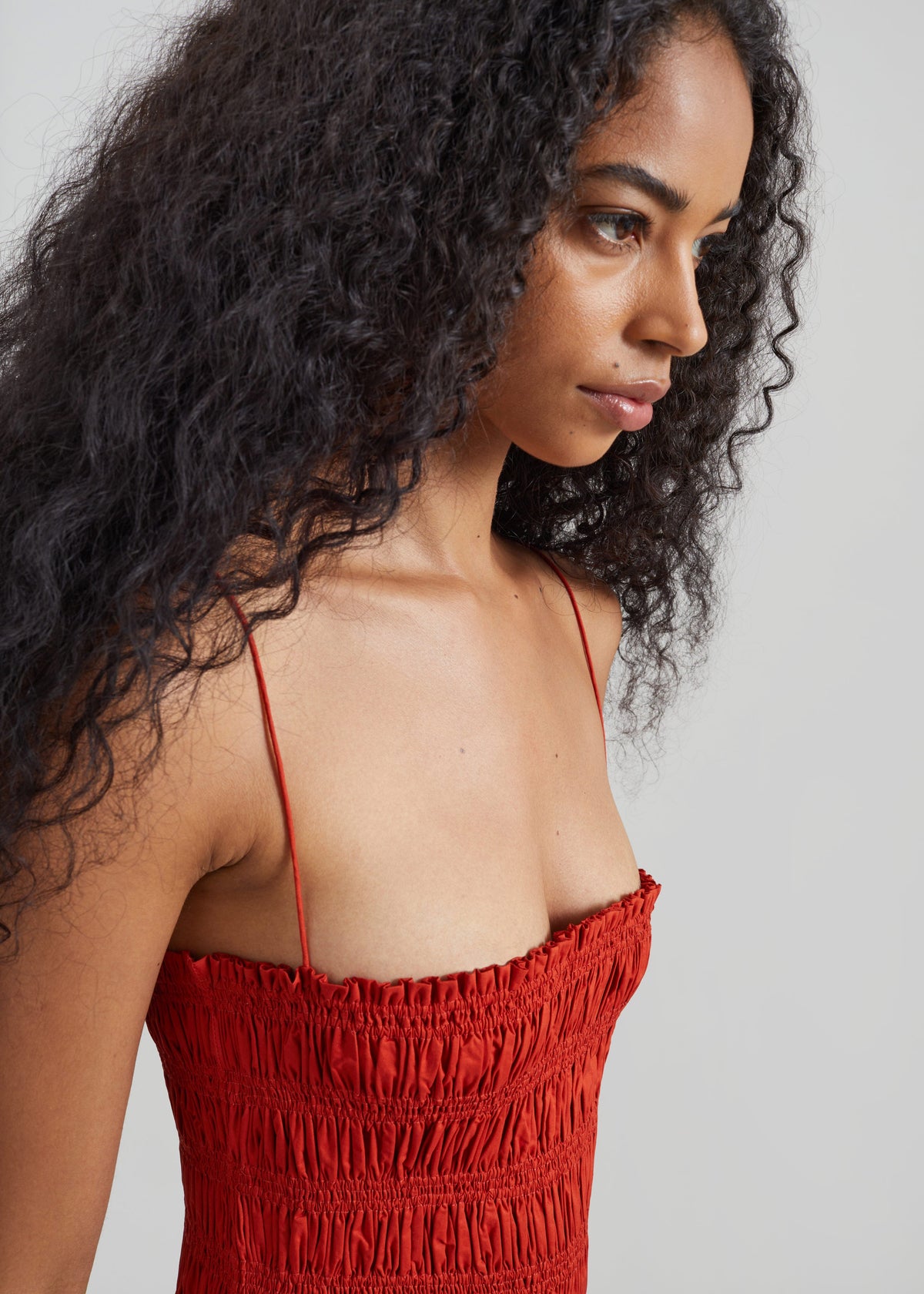 Matteau Shirred Bodice Dress - Tomato – view 3 of 7