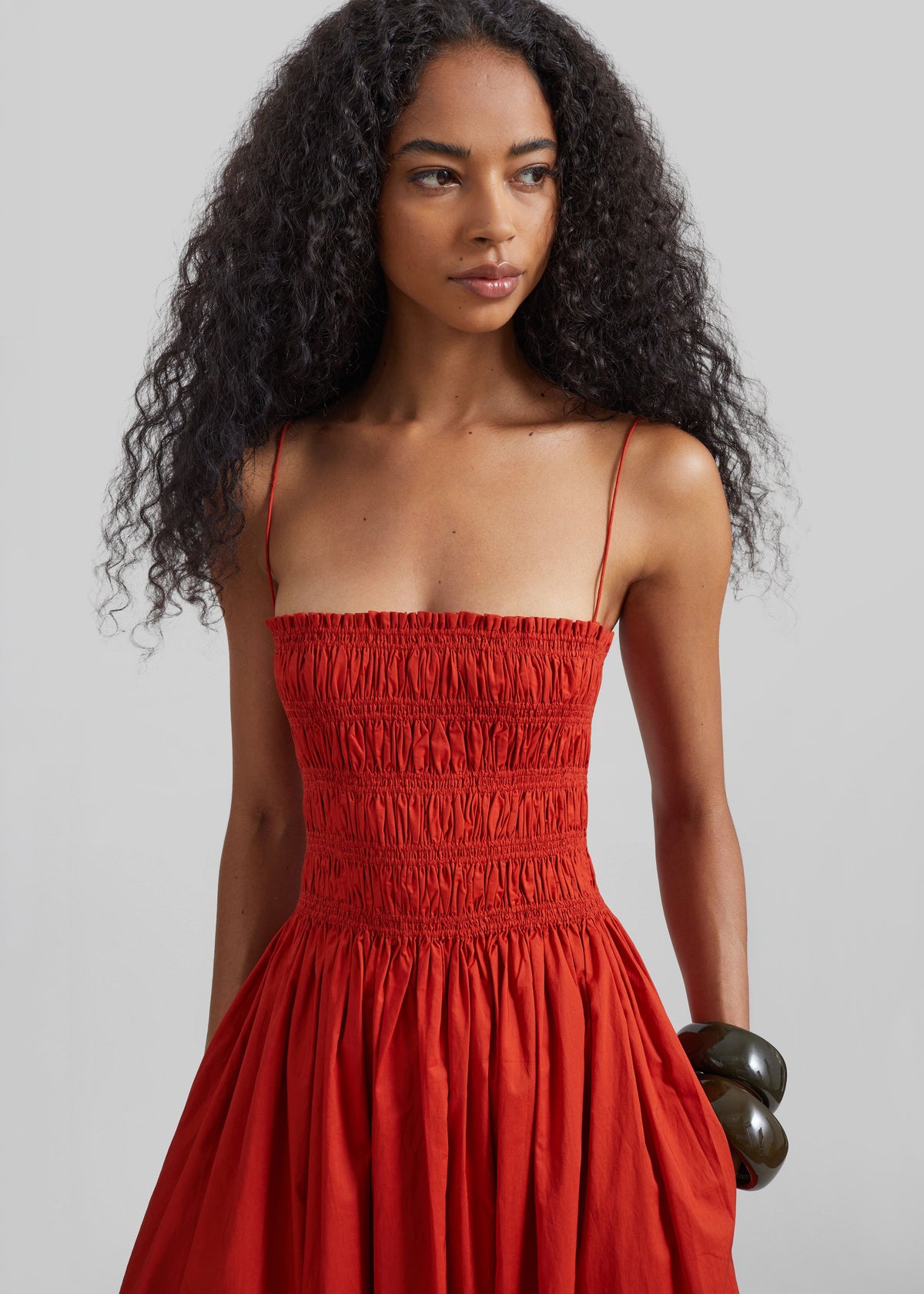 Matteau Shirred Bodice Dress - Tomato – view 2 of 7