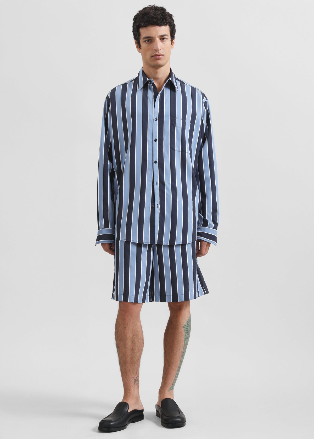 Matthias Striped Bermuda Shorts - Navy Stripe – view 5 of 9