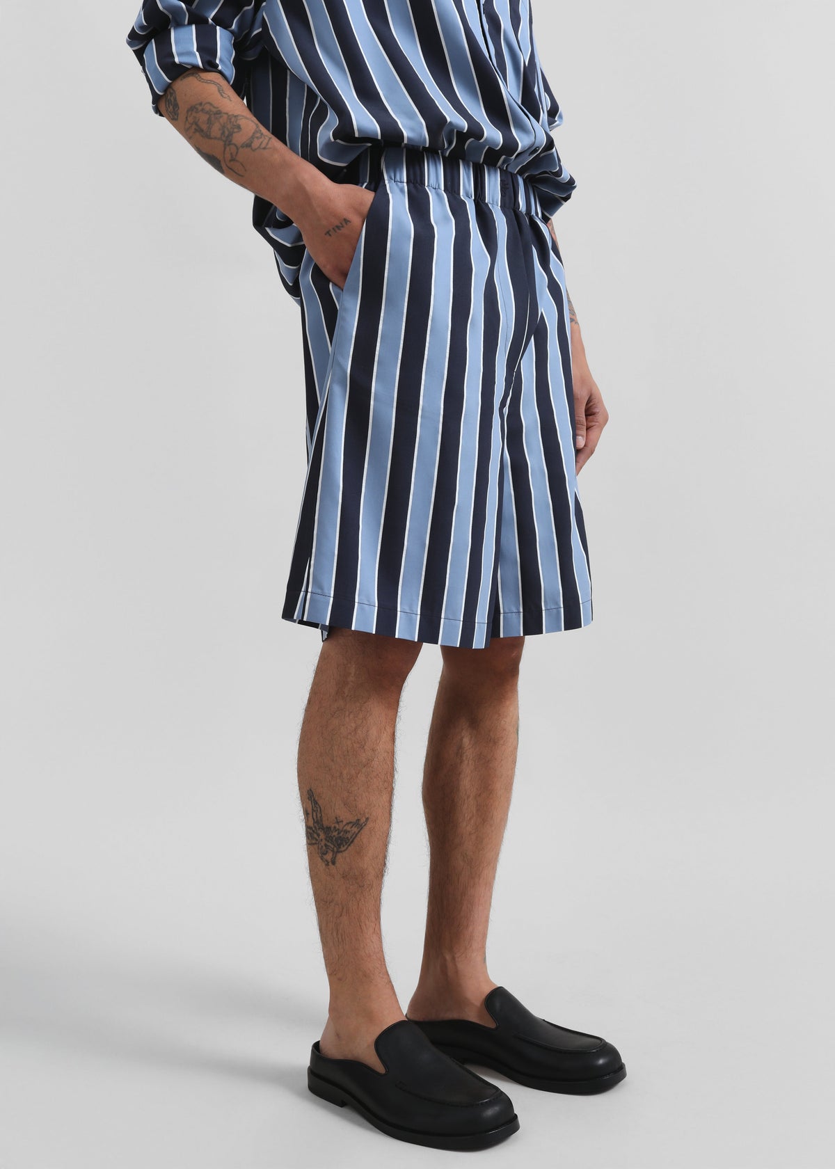 Matthias Striped Bermuda Shorts - Navy Stripe – view 2 of 9