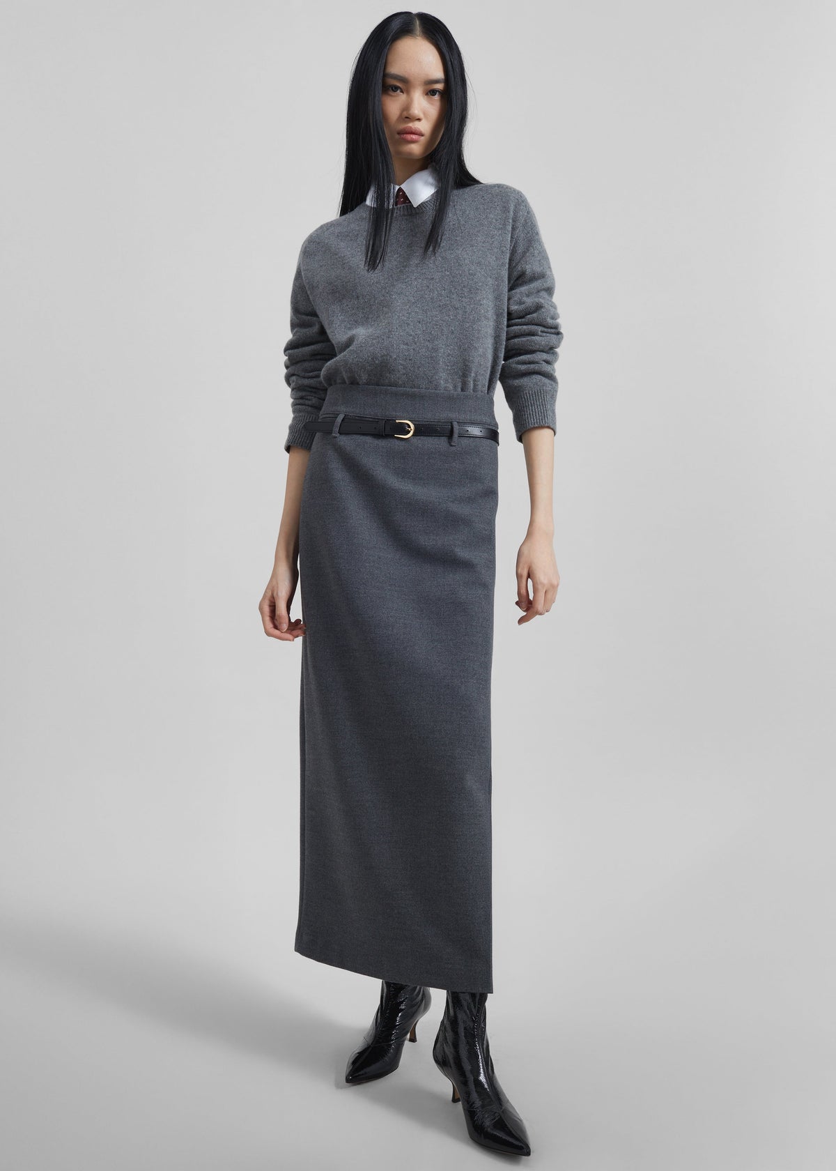 Mauvilly Belted Pencil Skirt - Grey – view 6 of 8