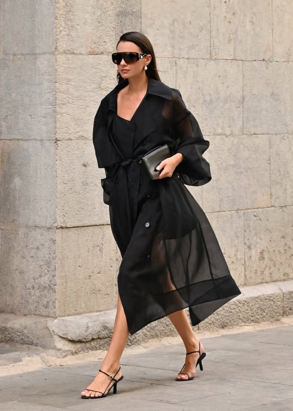 Mavis Oversized Sheer Trench - Black – view 1 of 13