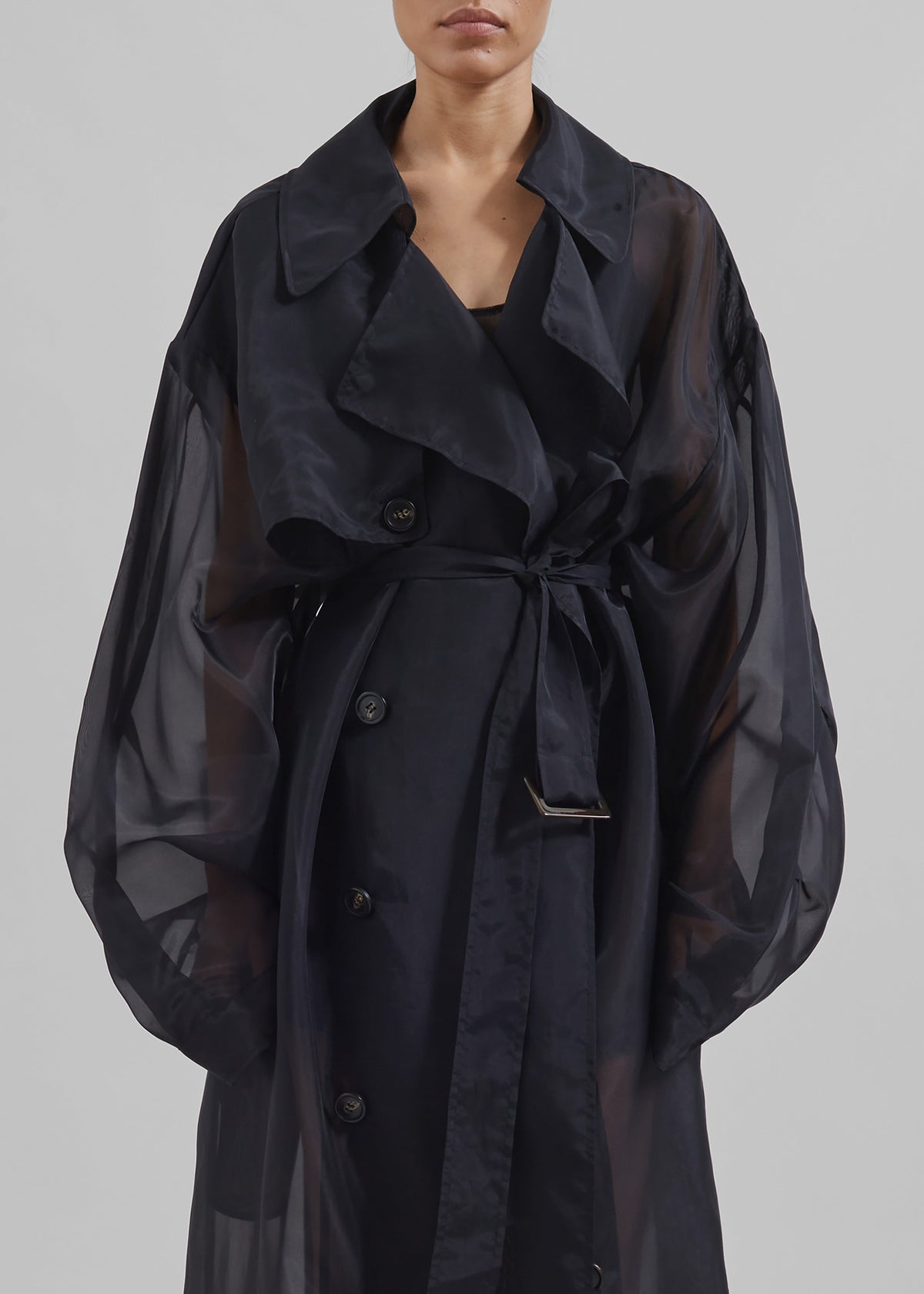 Mavis Oversized Sheer Trench - Black – view 5 of 13