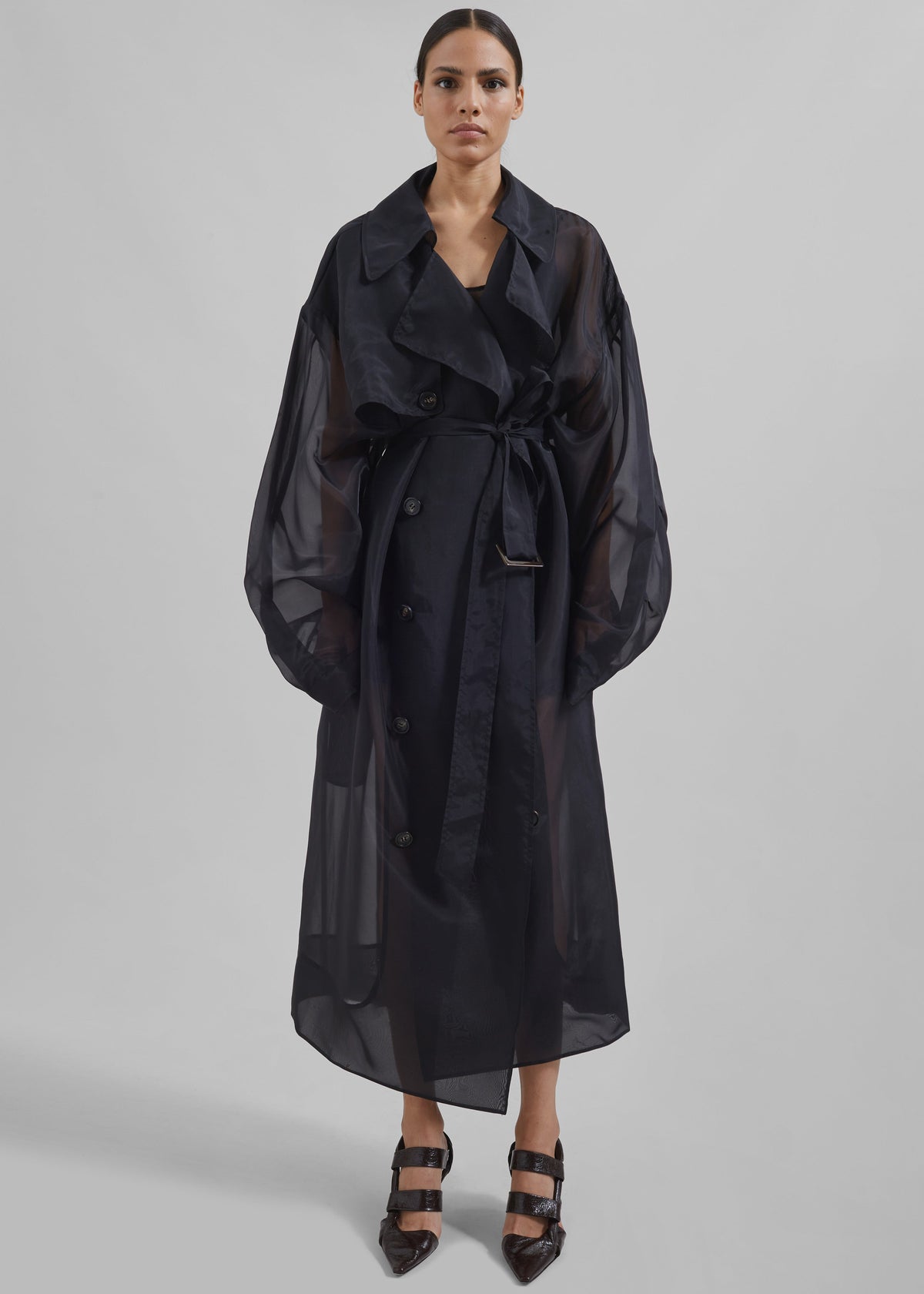 Mavis Oversized Sheer Trench - Black – view 4 of 13