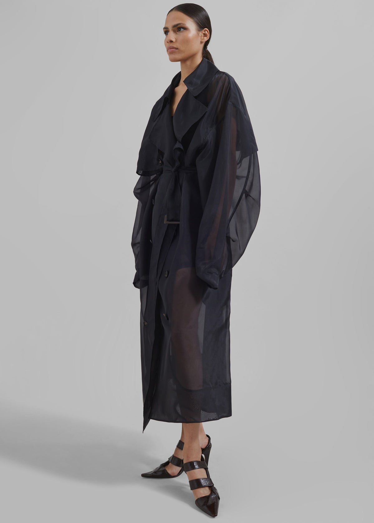 Mavis Oversized Sheer Trench - Black – view 8 of 13