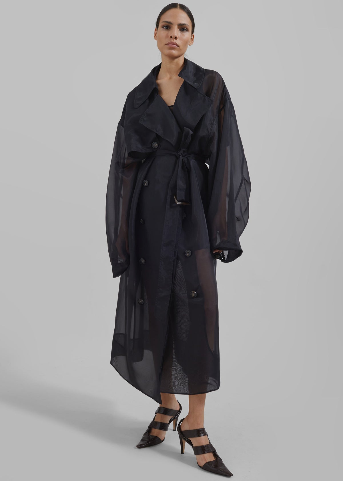 Mavis Oversized Sheer Trench - Black – view 10 of 13