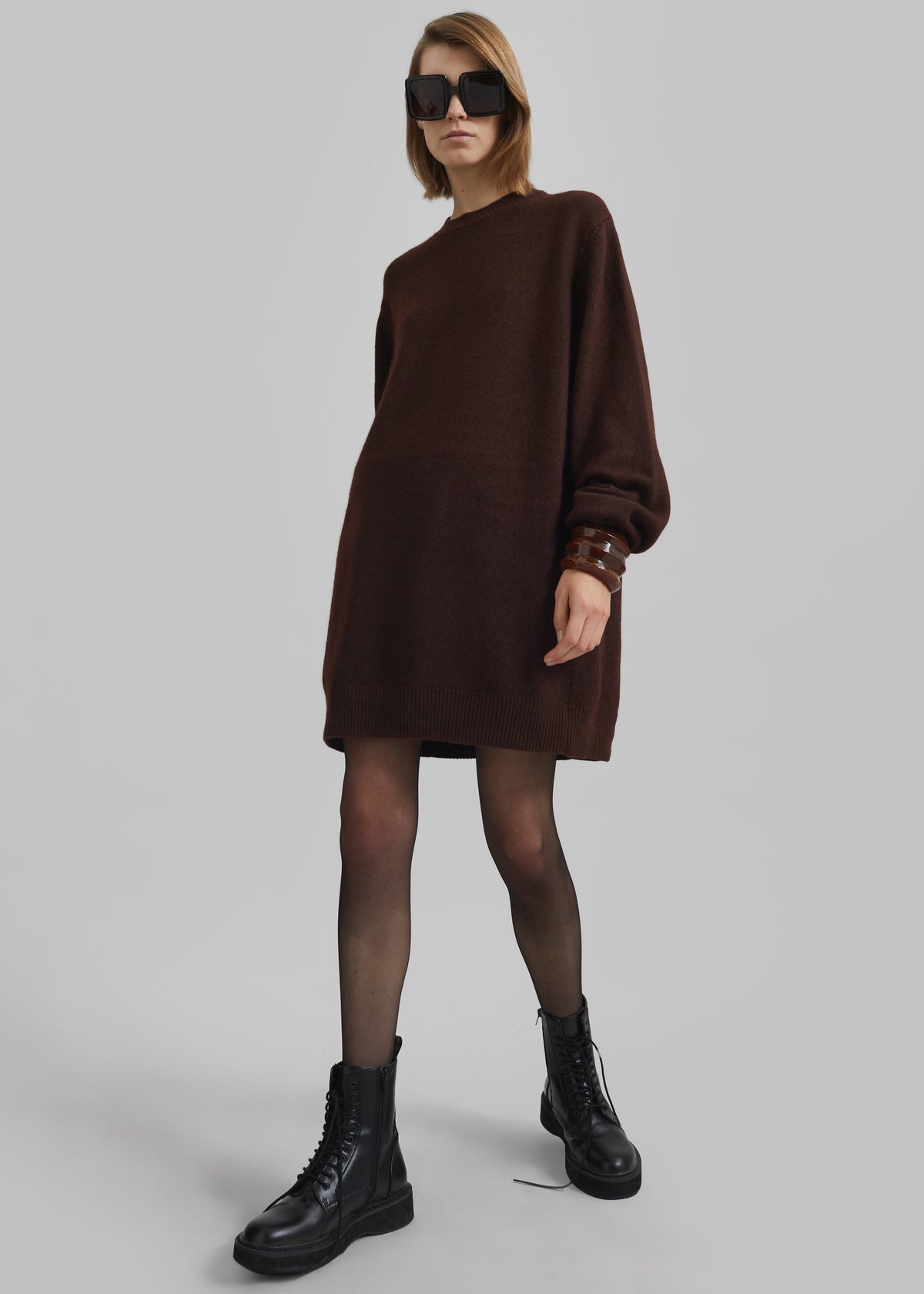 Maxime Knit Sweater Dress - Brown – view 1 of 12