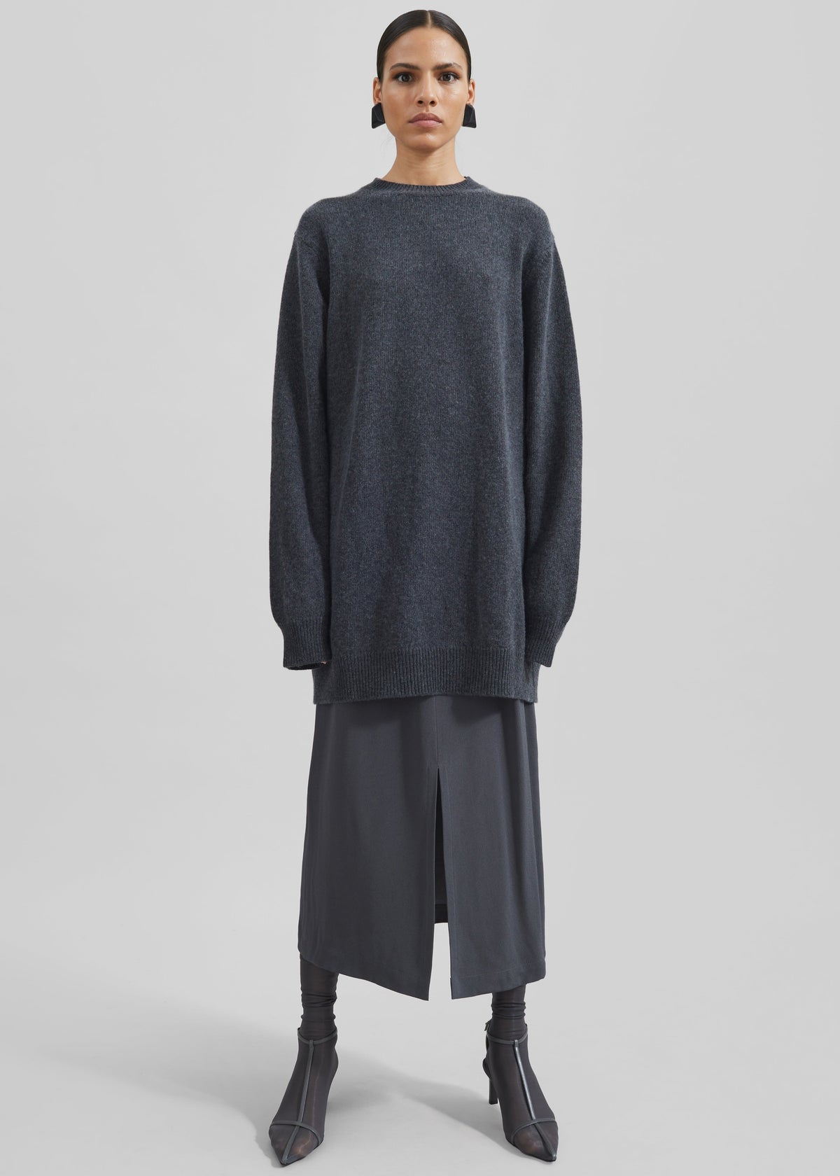 Maxime Knit Sweater Dress - Dark Grey Melange – view 8 of 10